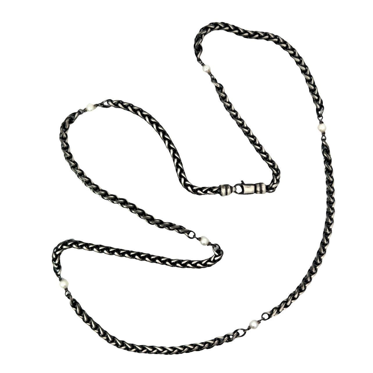 Collar de cadena de trigo de plata de ley rodiada en negro de 26