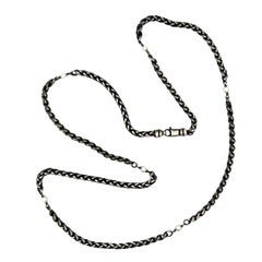 Sterling Silver Wheat Chain White Pearl Necklace 26"