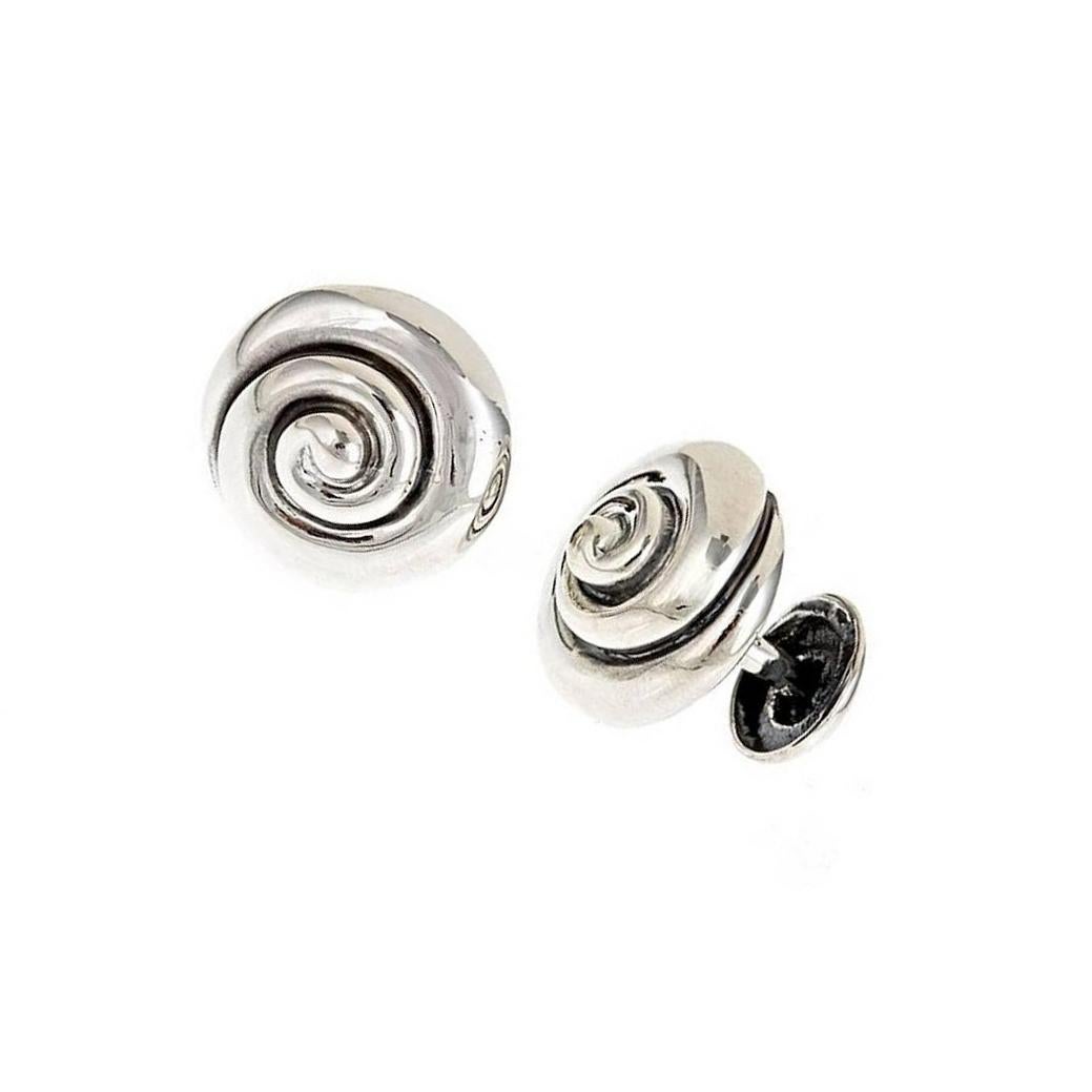 Contemporary Sterling Silver Whirlpool Cufflinks by John Landrum Bryant For Sale