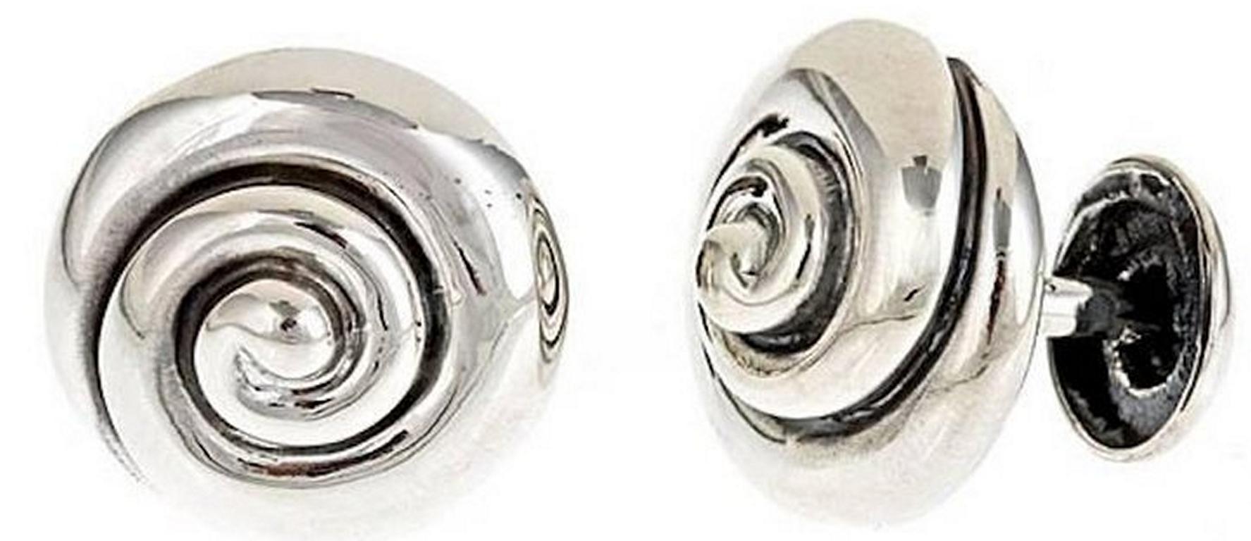 Sterling Silver Whirlpool Cufflinks by John Landrum Bryant In New Condition In New York, NY