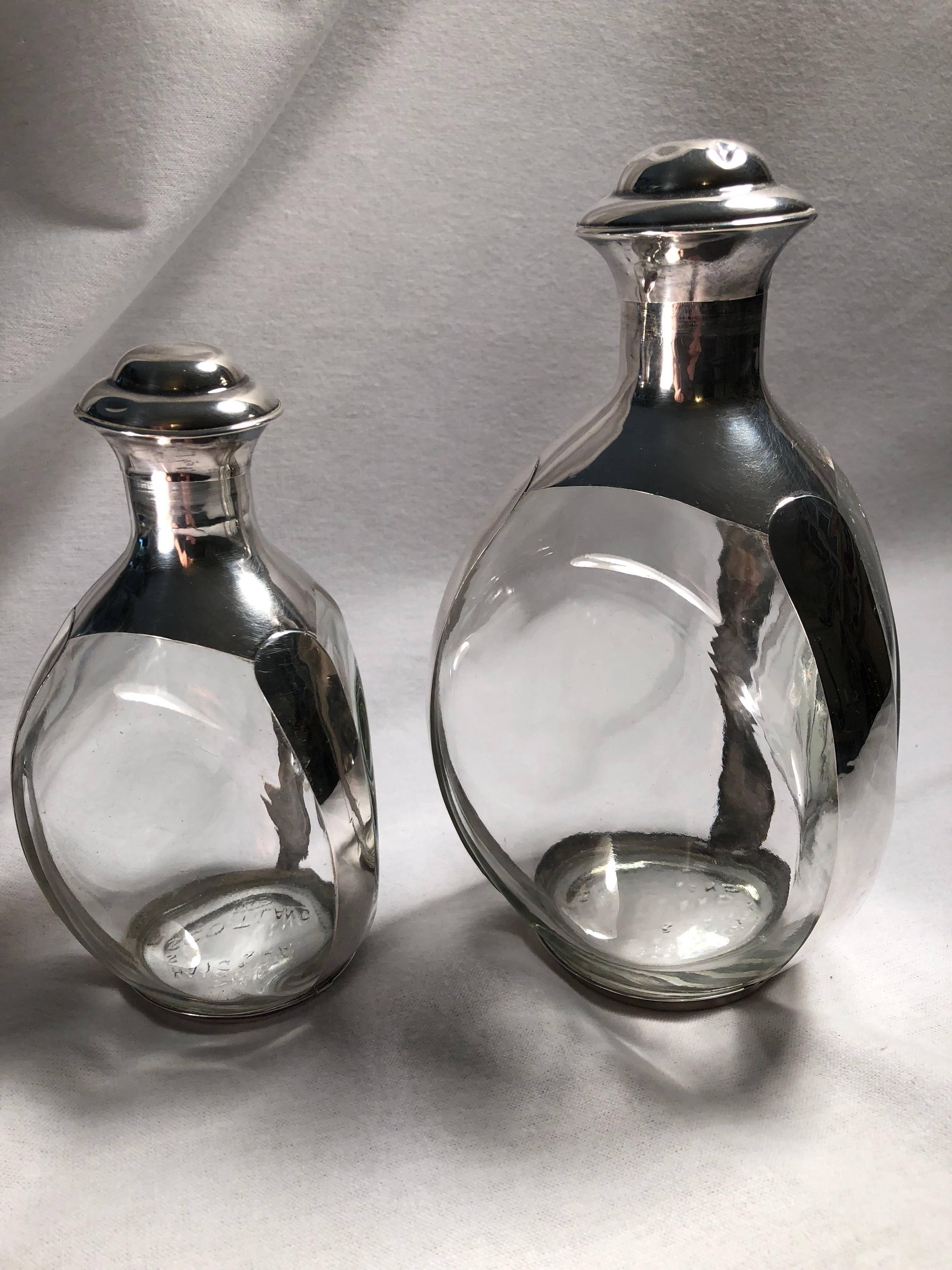 Modern Sterling Silver Whisky Dimpled Decanters by Haig & Haig of Scotland For Sale