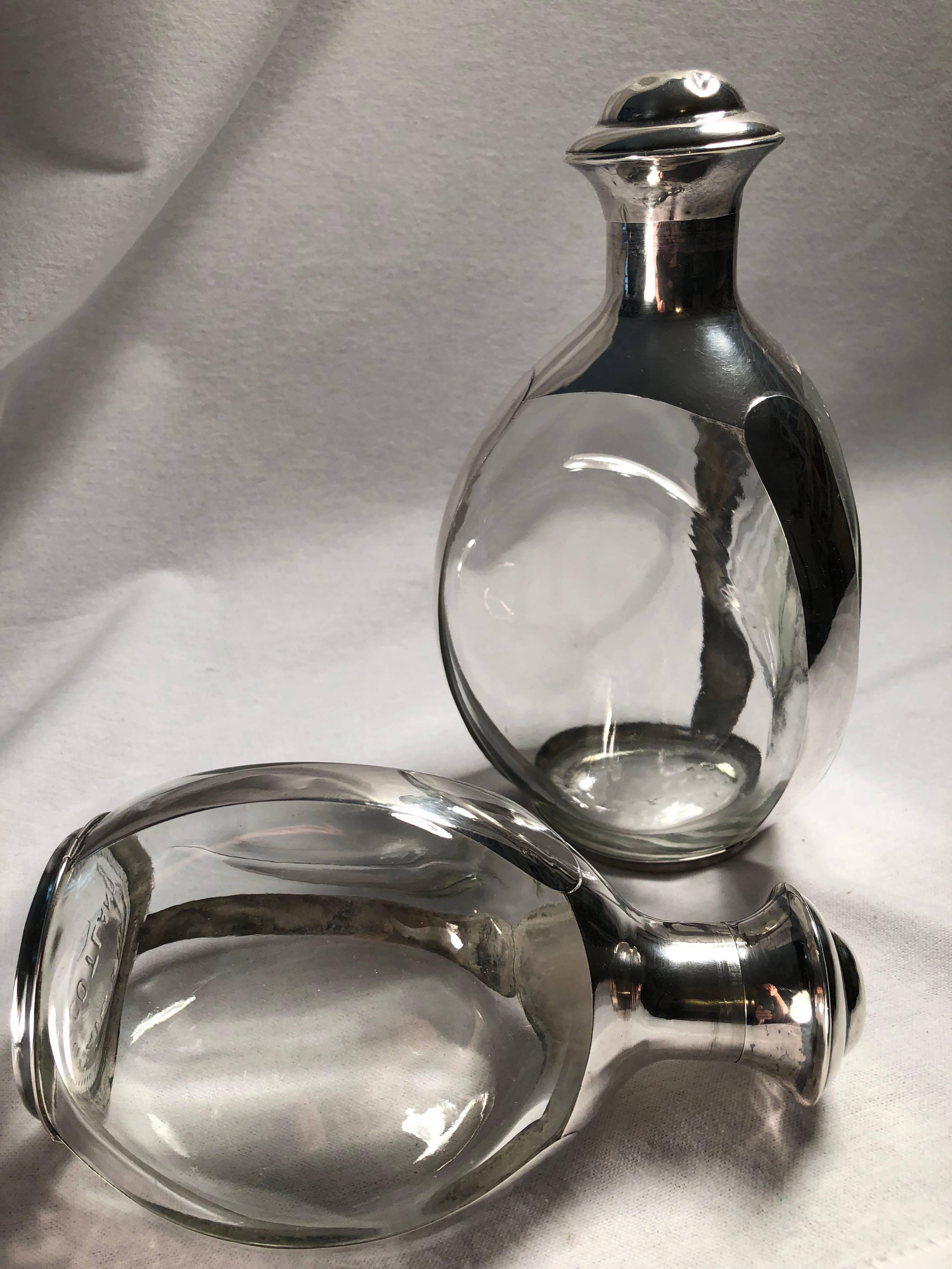 Scottish Sterling Silver Whisky Dimpled Decanters by Haig & Haig of Scotland For Sale