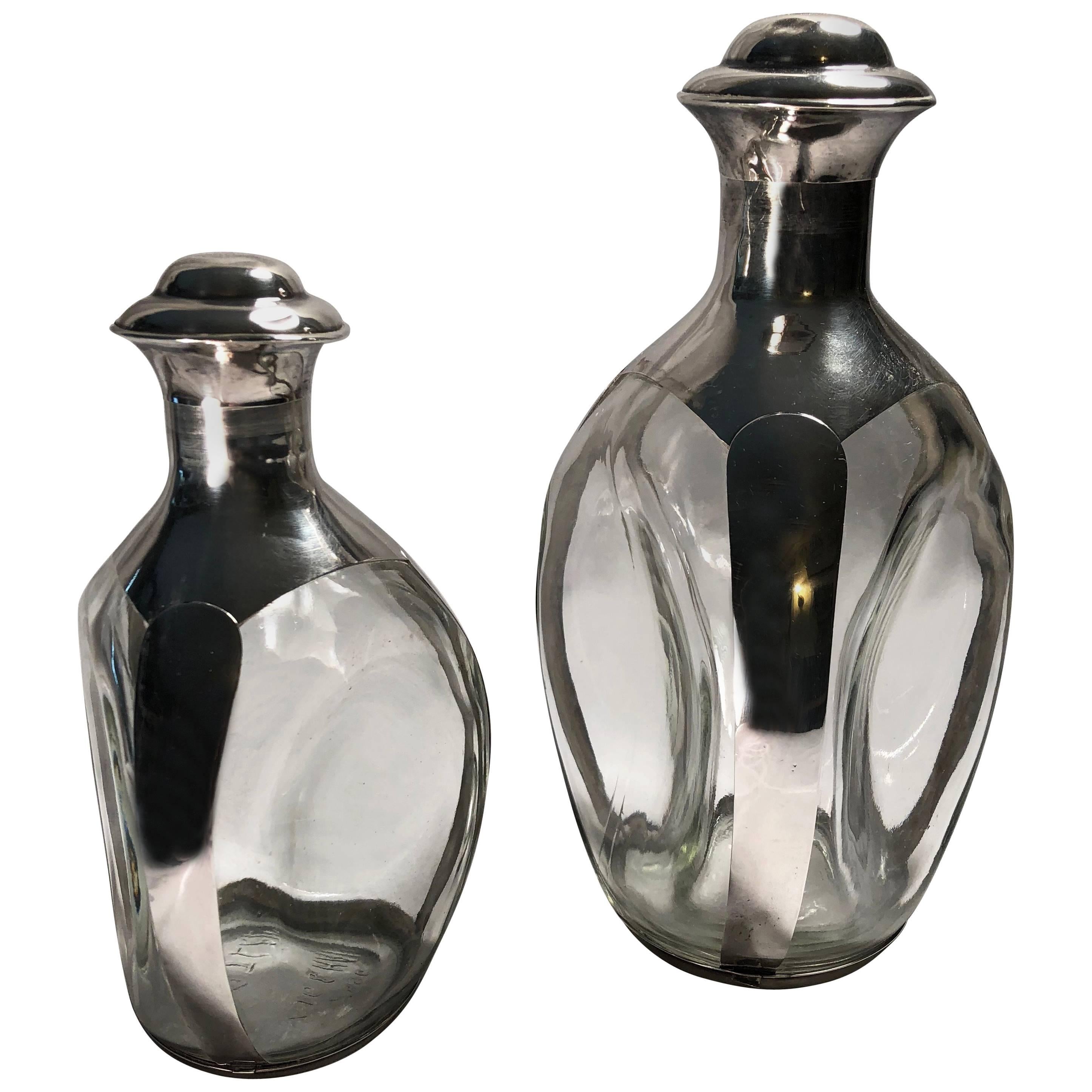 Sterling Silver Whisky Dimpled Decanters by Haig & Haig of Scotland For Sale