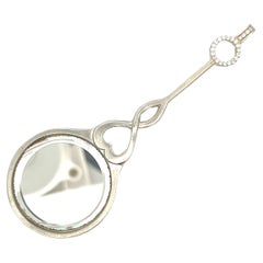 Sterling Silver White Diamonds Mirror Pendant