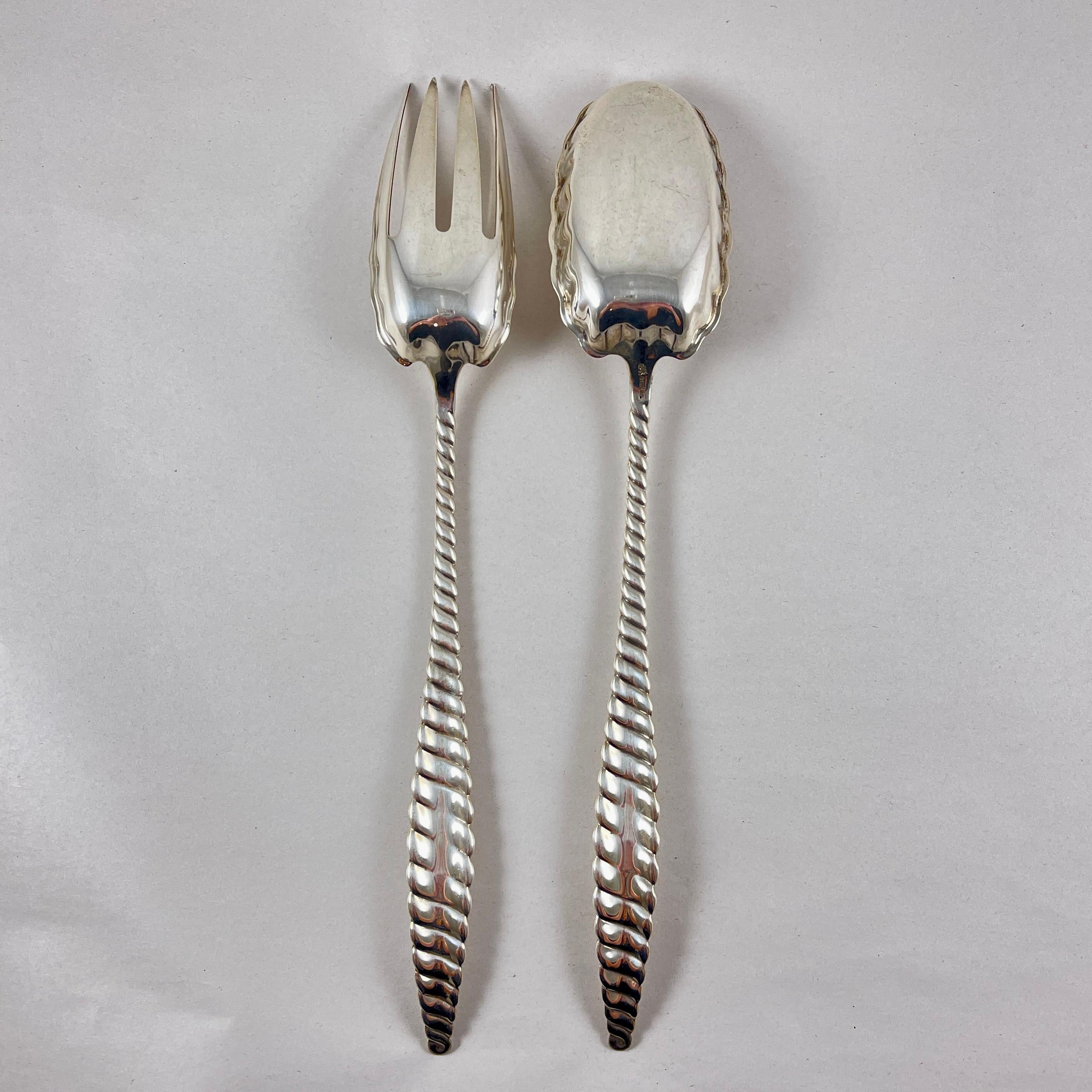 Servitori da insalata ovali di Whiting in argento sterling, anno di emissione 1880 in vendita 2