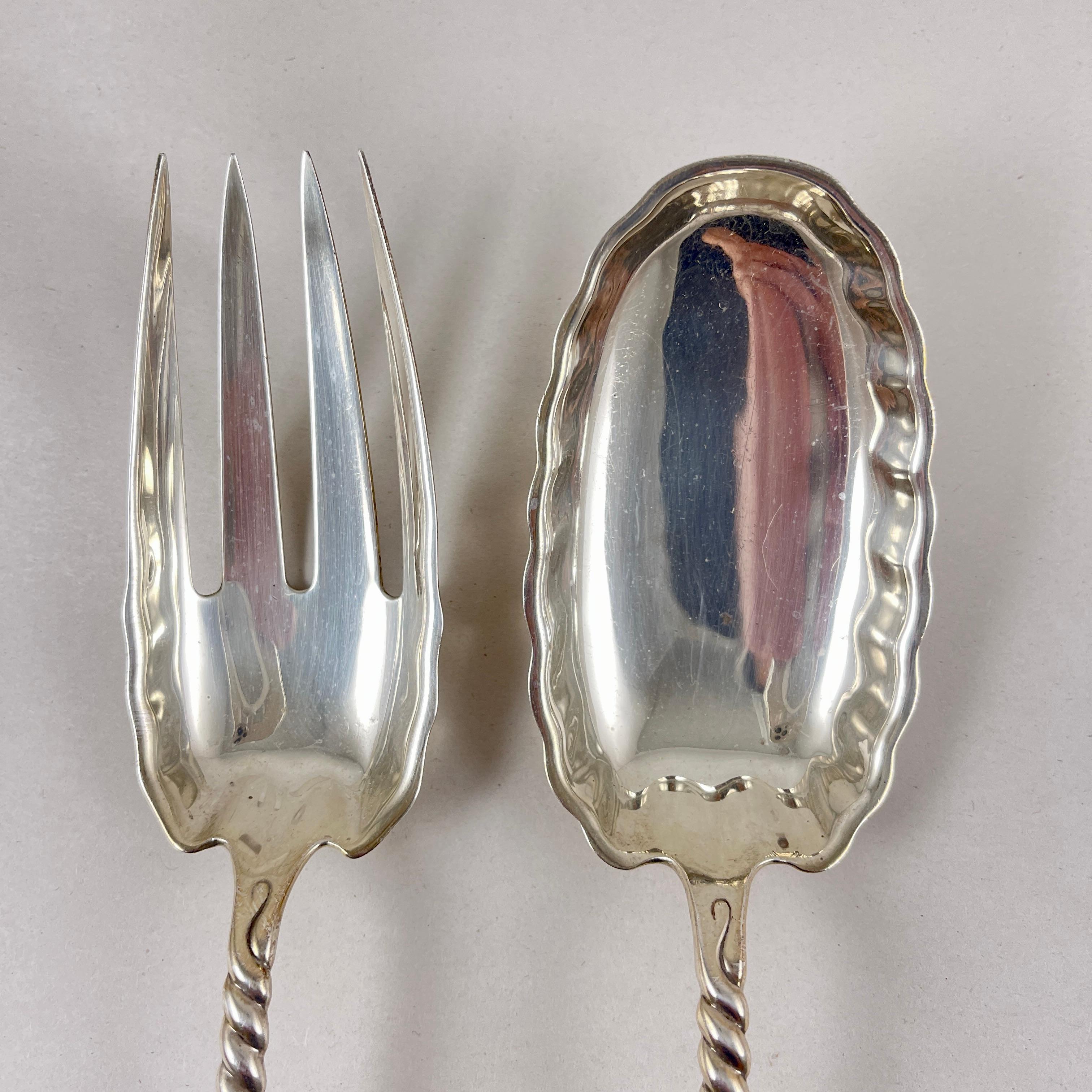 Servitori da insalata ovali di Whiting in argento sterling, anno di emissione 1880 In condizioni buone in vendita a Philadelphia, PA