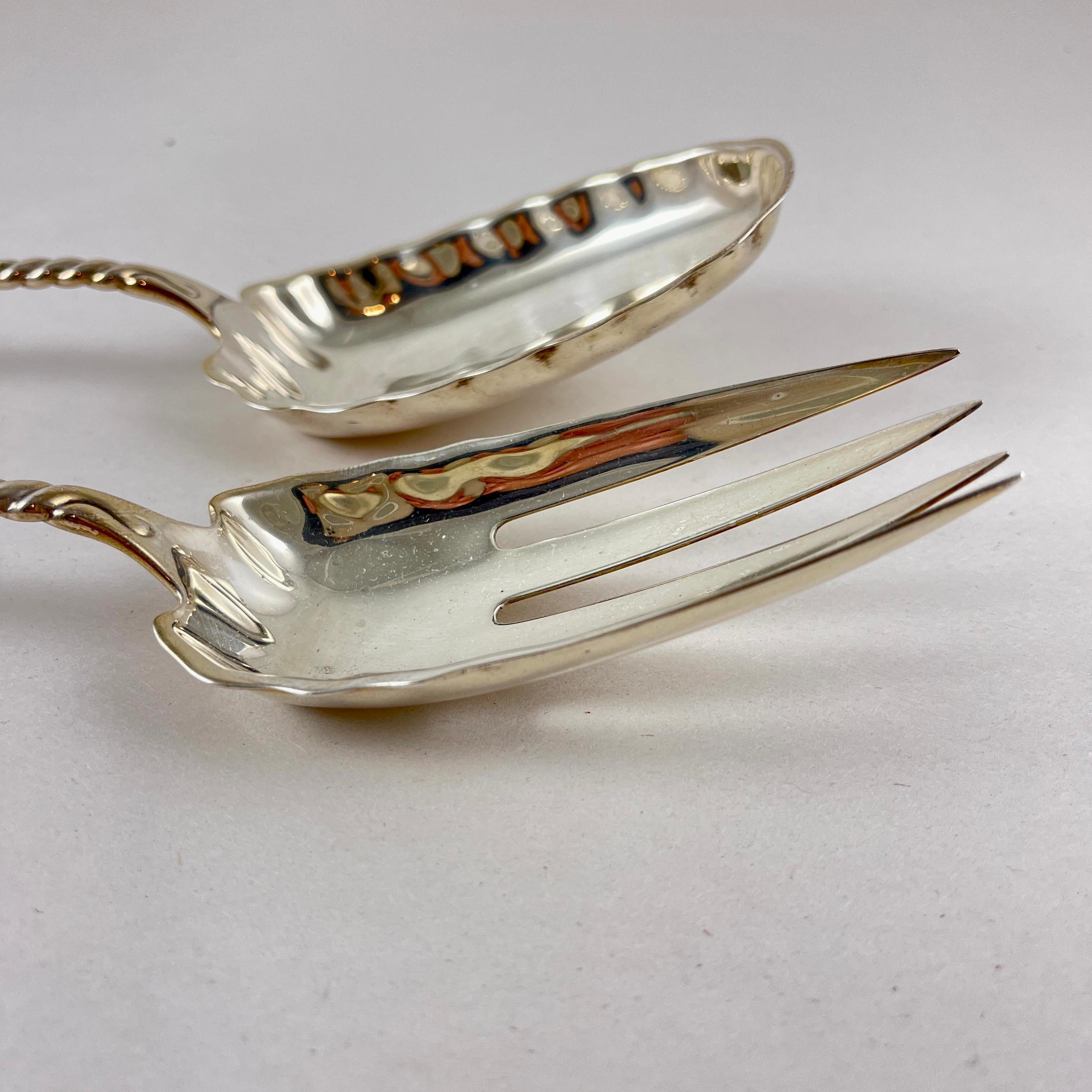 Servitori da insalata ovali di Whiting in argento sterling, anno di emissione 1880 in vendita 1