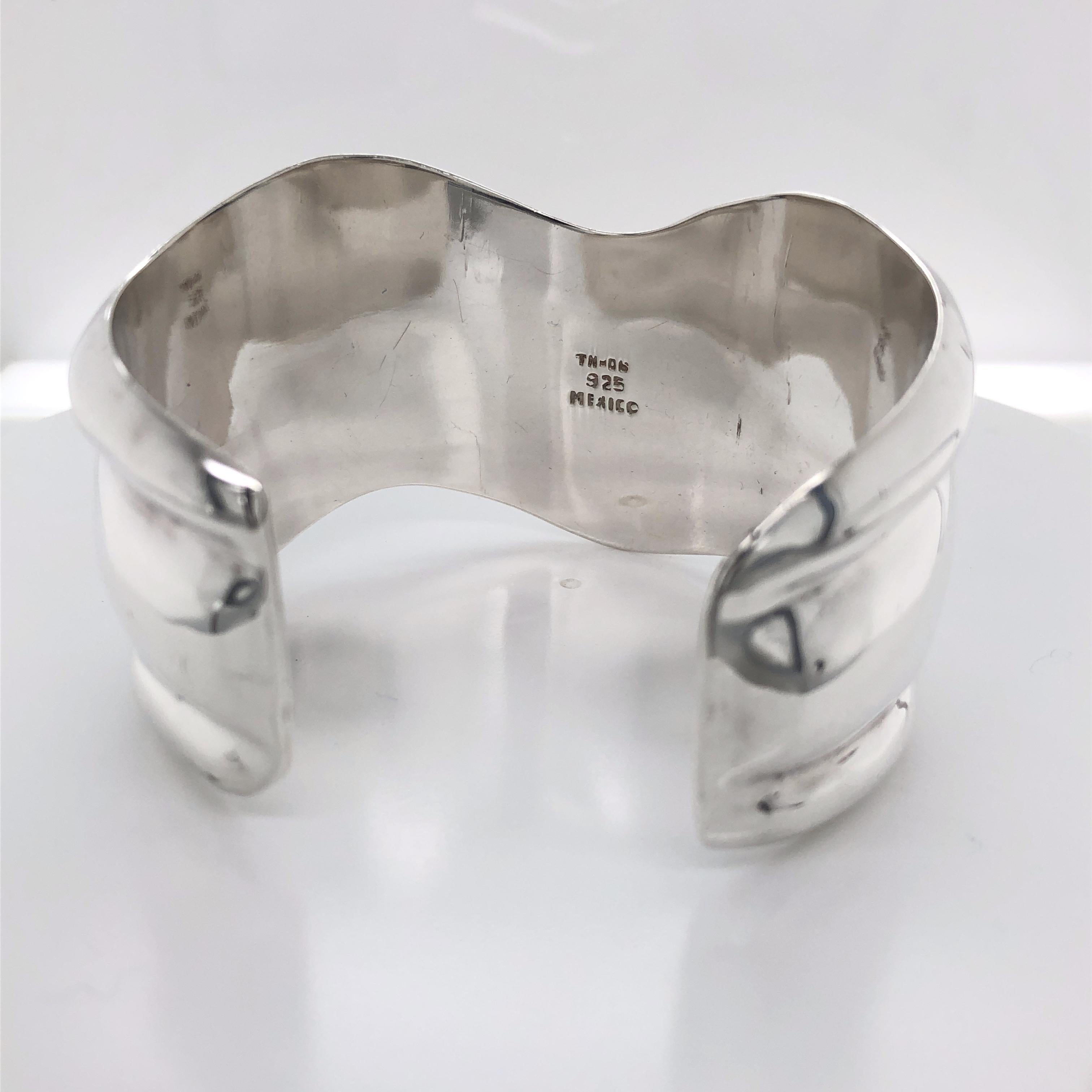 Sterling Silver Wide Bone Cuff Bracelet 1