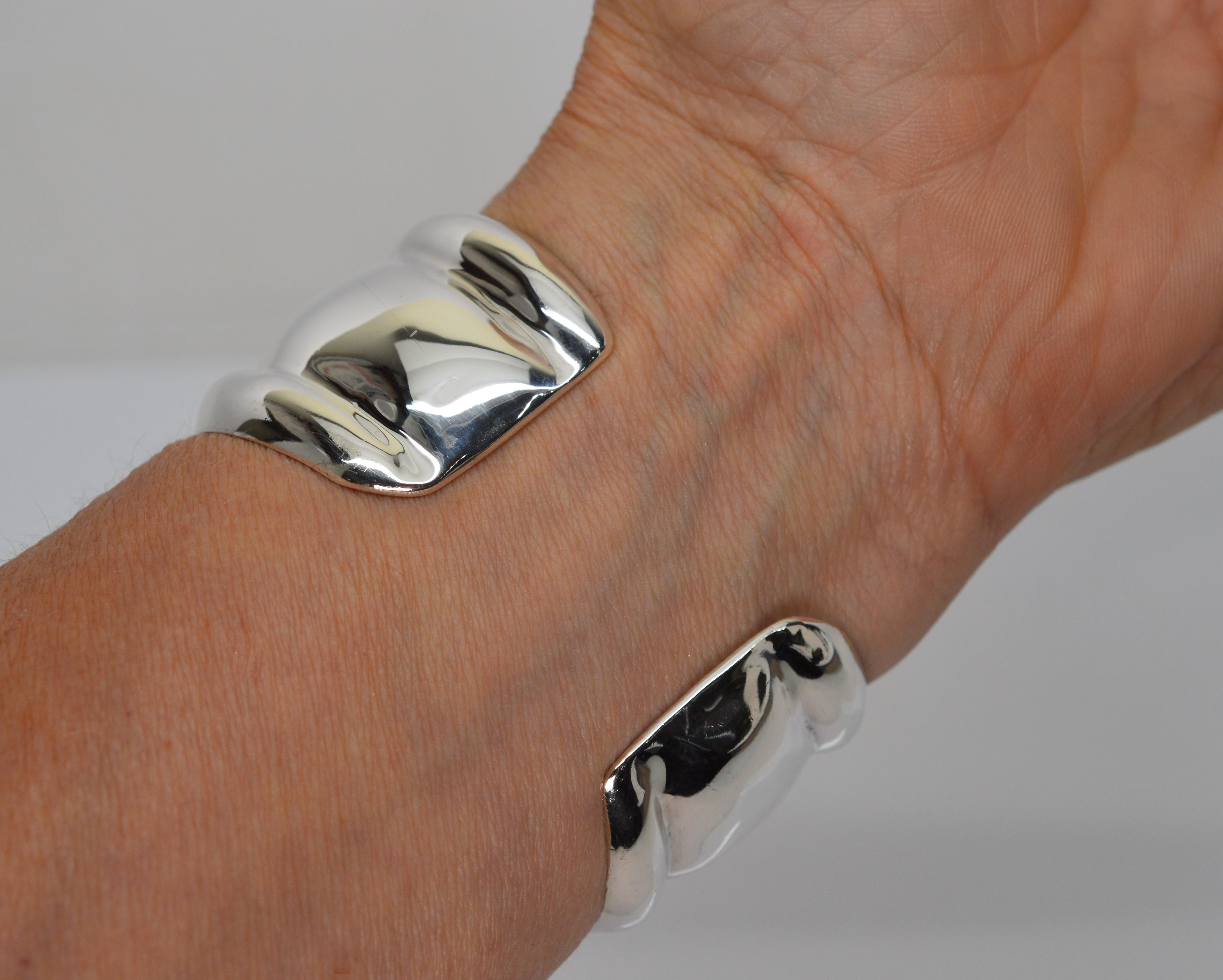 Sterling Silver Wide Bone Cuff Bracelet 3