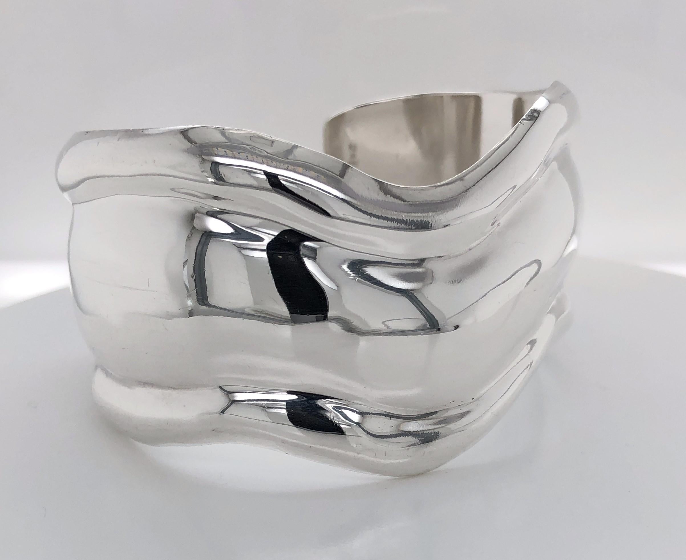 Sterling Silver Wide Bone Cuff Bracelet 4