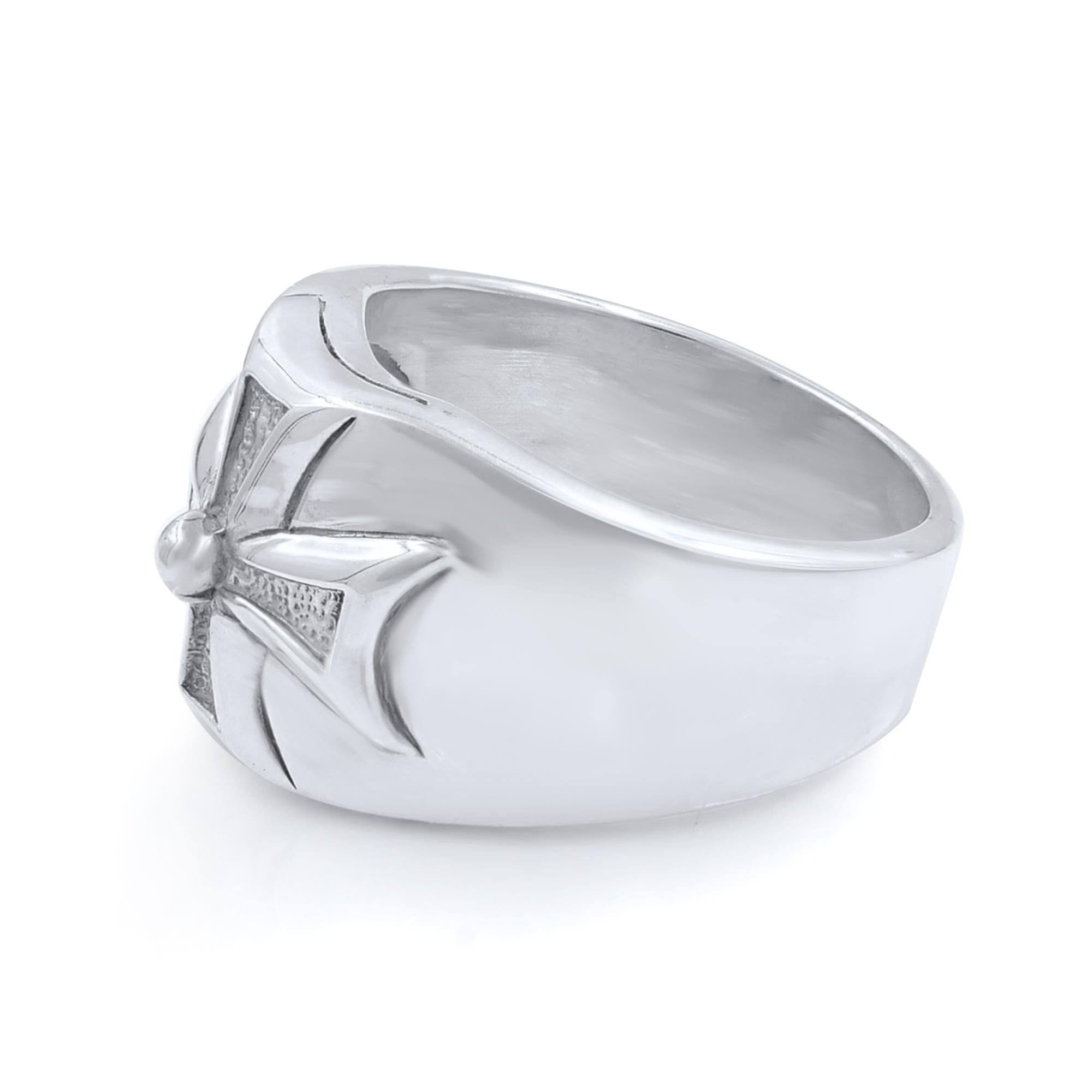 Modern Sterling Silver Wide Cross Men's Ring