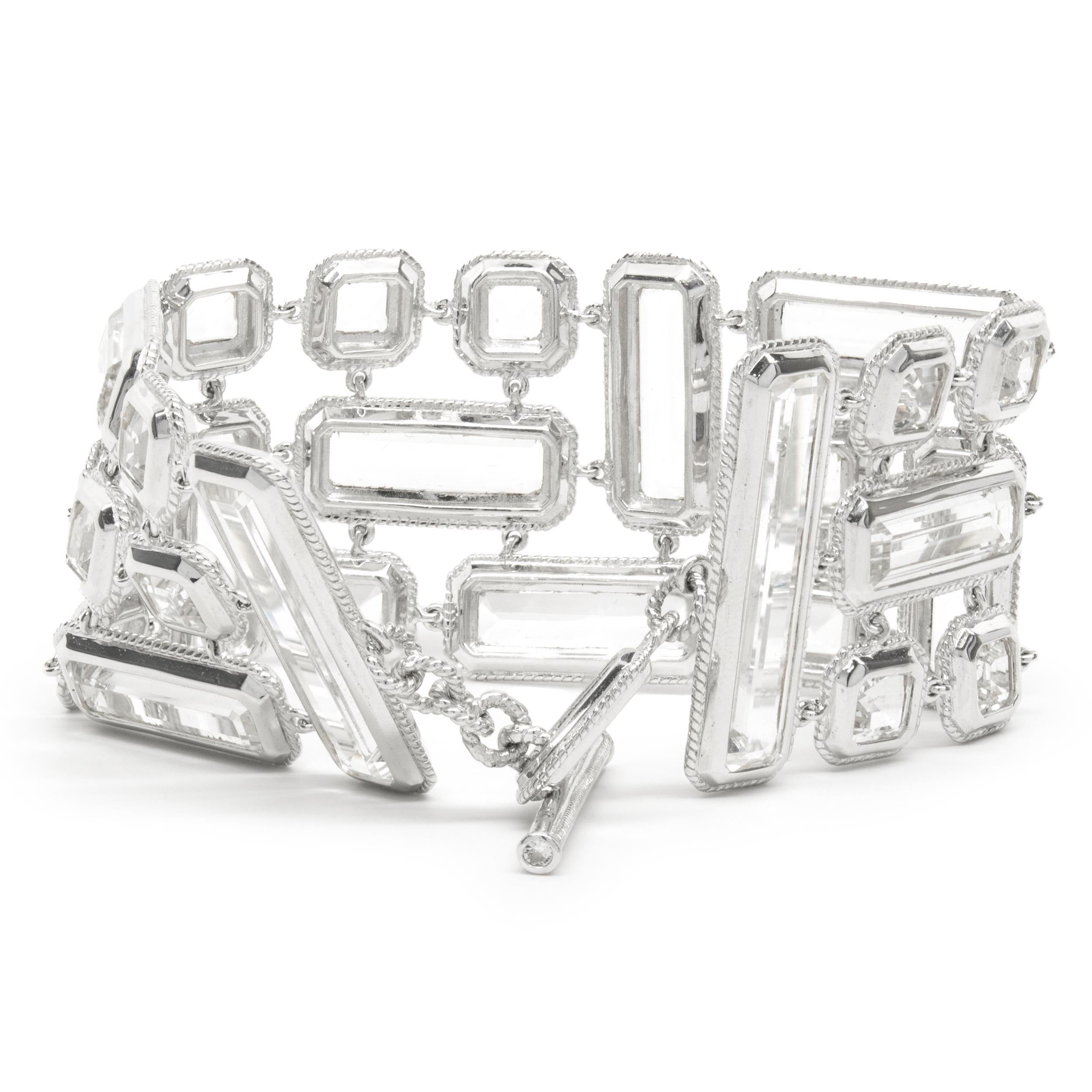 Designer: custom
Material: sterling silver
Dimensions: bracelet measures 6.5-inches in length
Weight: 55.17 grams
