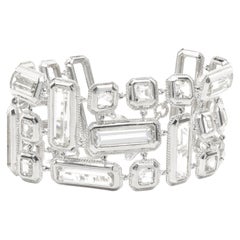 Sterling Silver Wide Crystal Bracelet