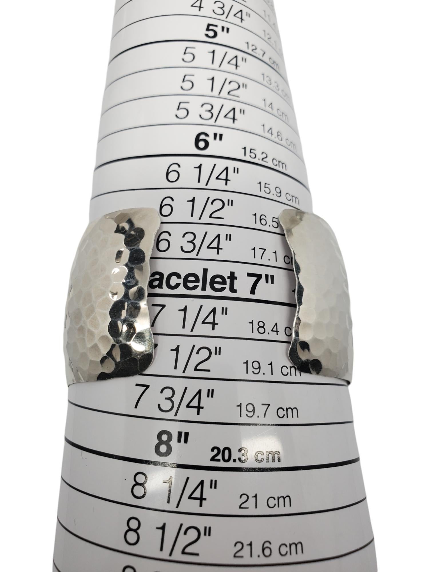 Bracelet manchette large martelé en argent sterling # 20761 en vente 6