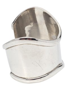 Sterling Silver Wide Modernist Wave Cuff Bracelet #24666