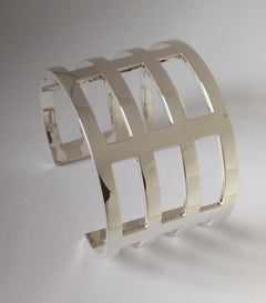 Sterling Silver Wide Rectangle Cuff Bracelet