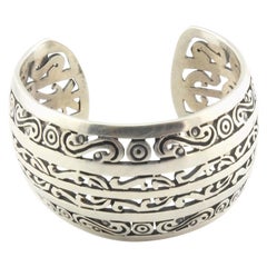 Sterling Silver Wide Scroll Design Cuff Bracelet Mexico MMA