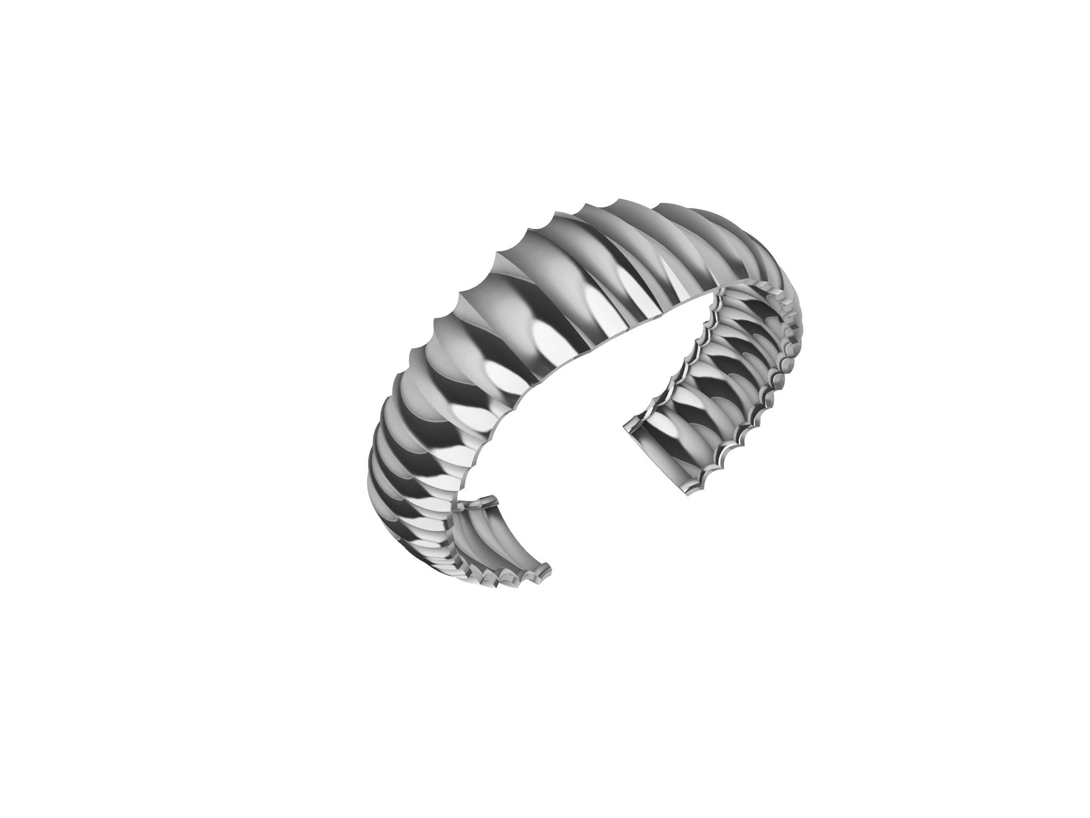 Bracelet manchette large en argent sterling avec vertèbres 1