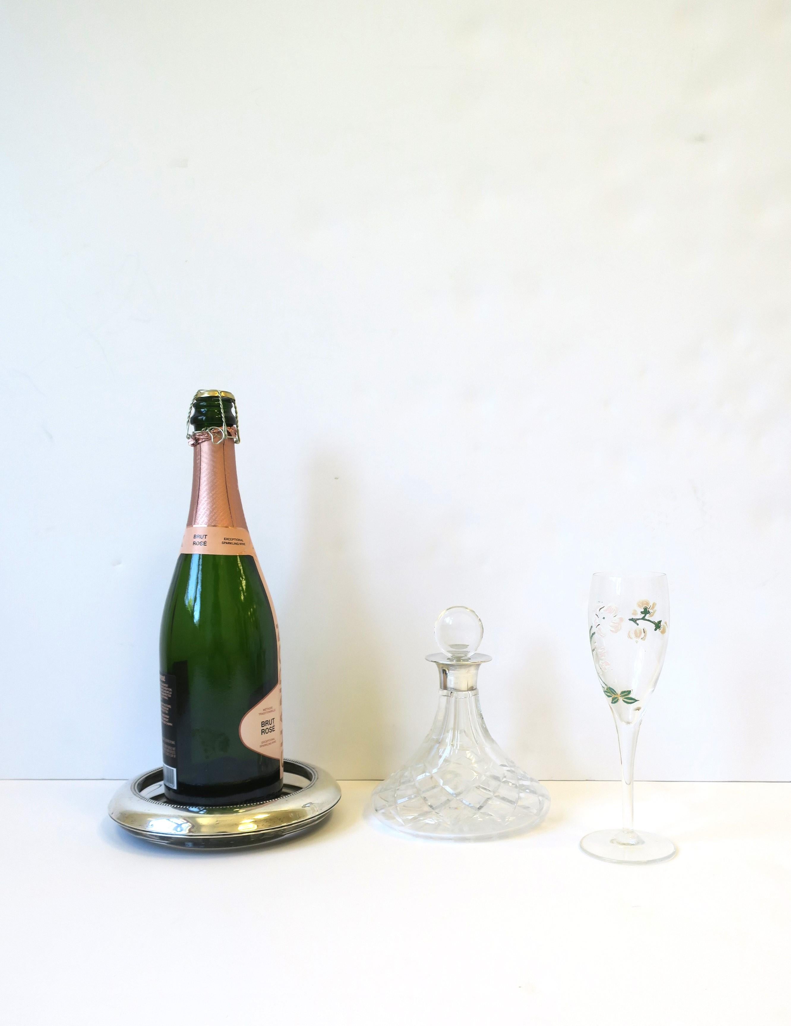 Posavasos de plata de ley para botellas de vino en venta 1