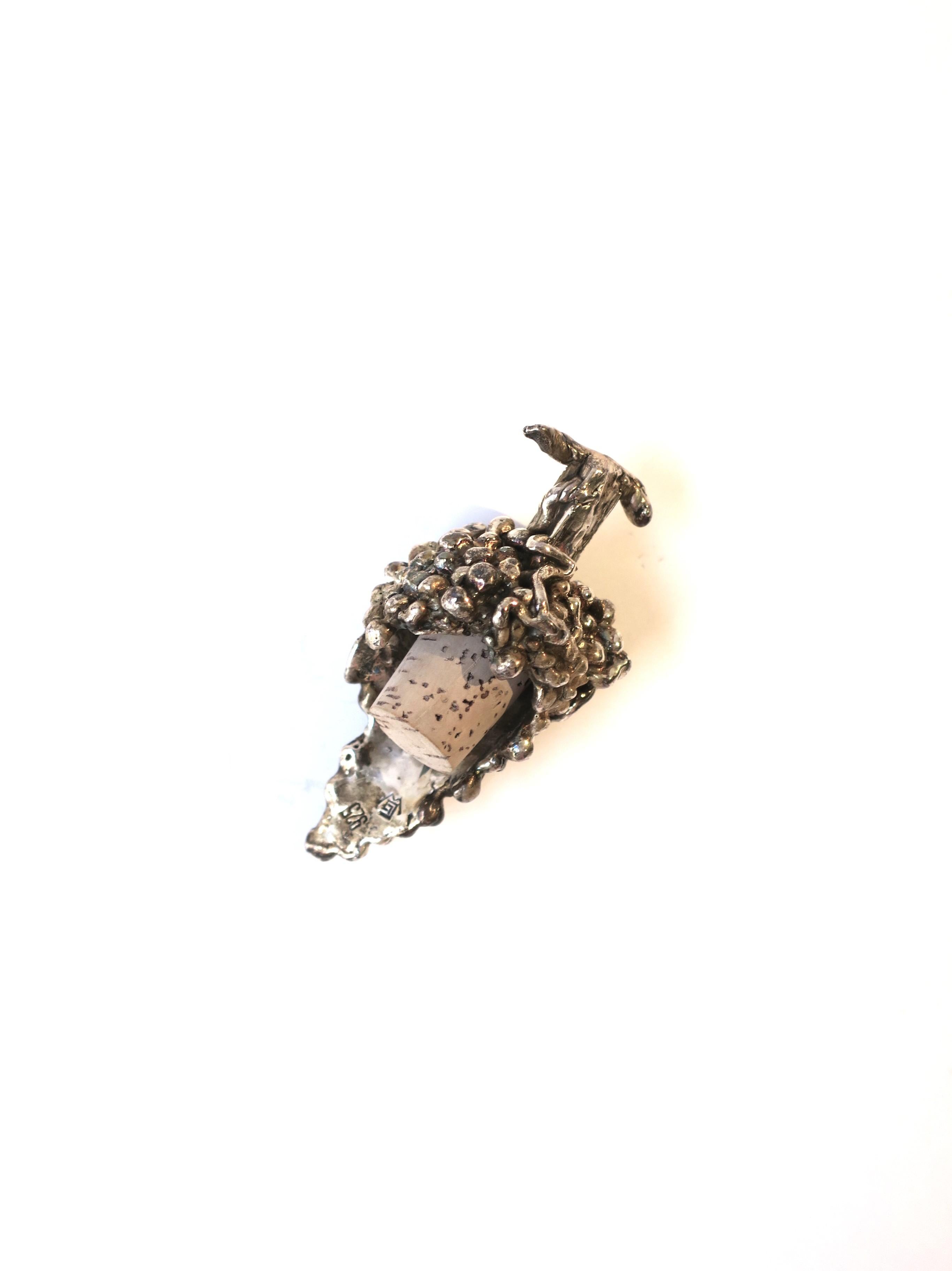 20th Century Sterling Silver Wine Bottle Stopper Grapes  For Sale