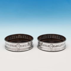 18th Century George III Sterling Silver Wine Coasters by John Emes
