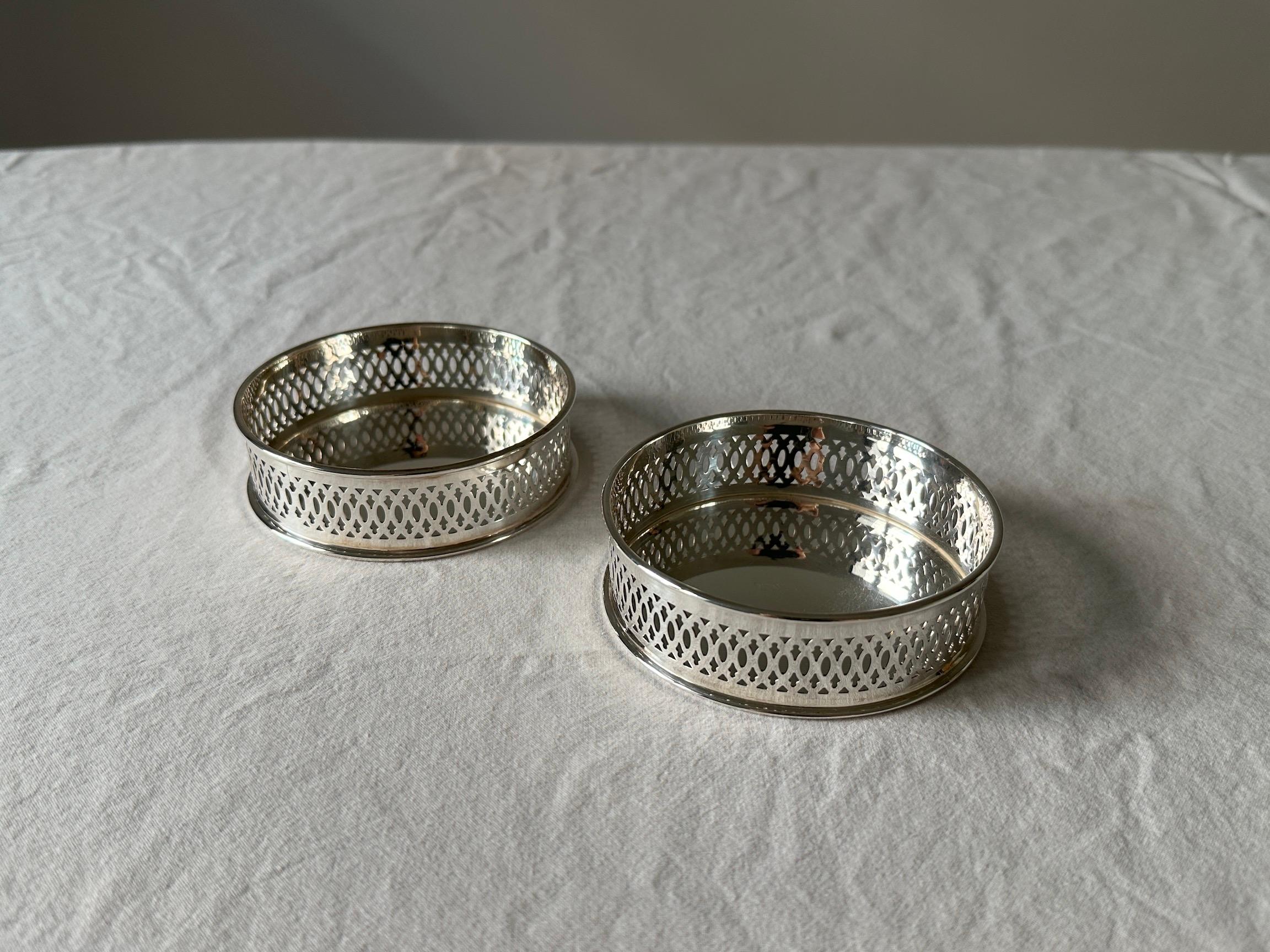 Sterling Silver Wine Coasters In Excellent Condition In New York, NY