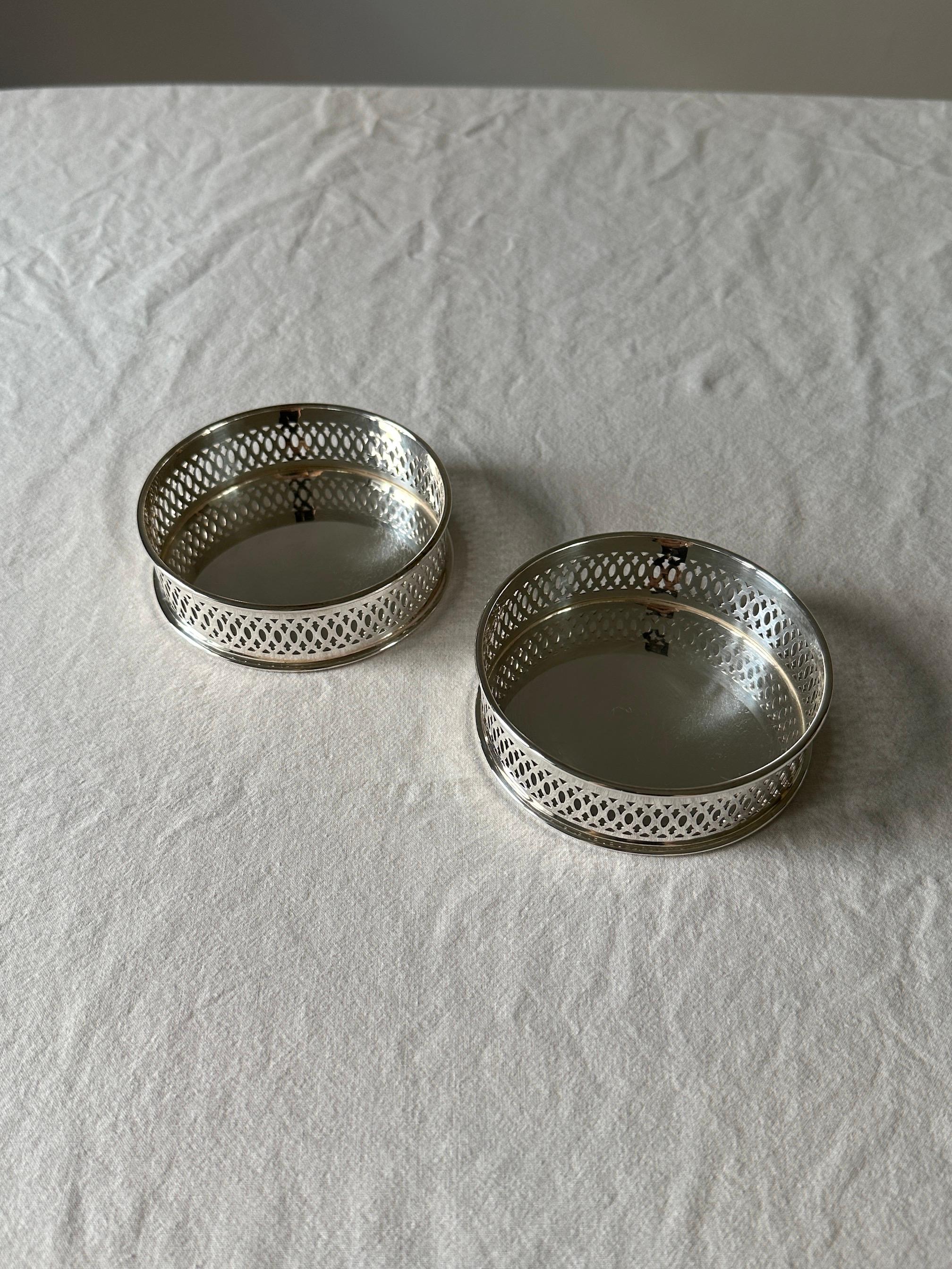 20th Century Sterling Silver Wine Coasters