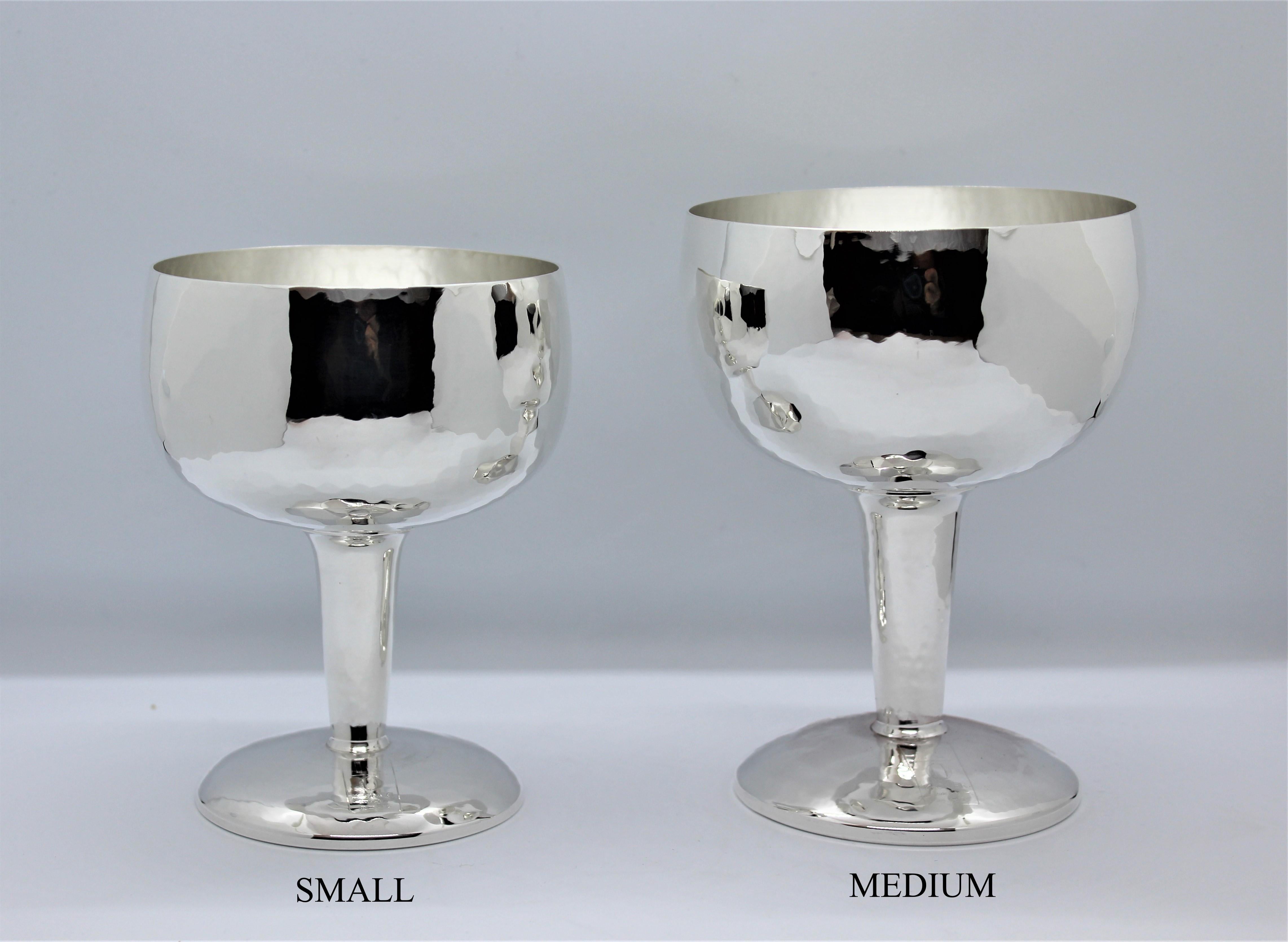 Sterling Silver Wine Cup, Hammered , Small, 1 Piece, Italy In New Condition For Sale In Firenze, IT