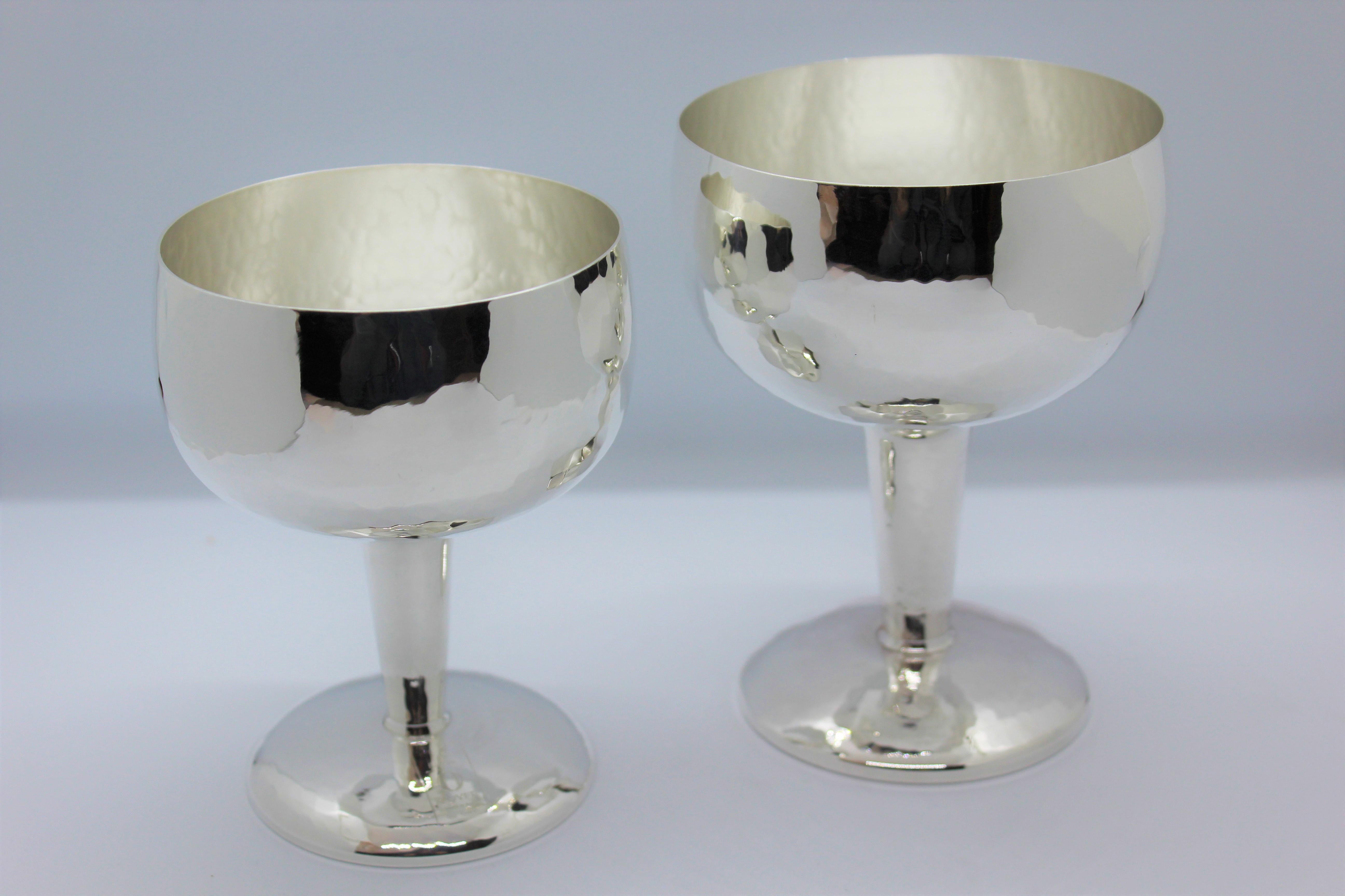 Sterling Silver Wine Cup, Hammered , Small, 1 Piece, Italy In New Condition For Sale In Firenze, IT