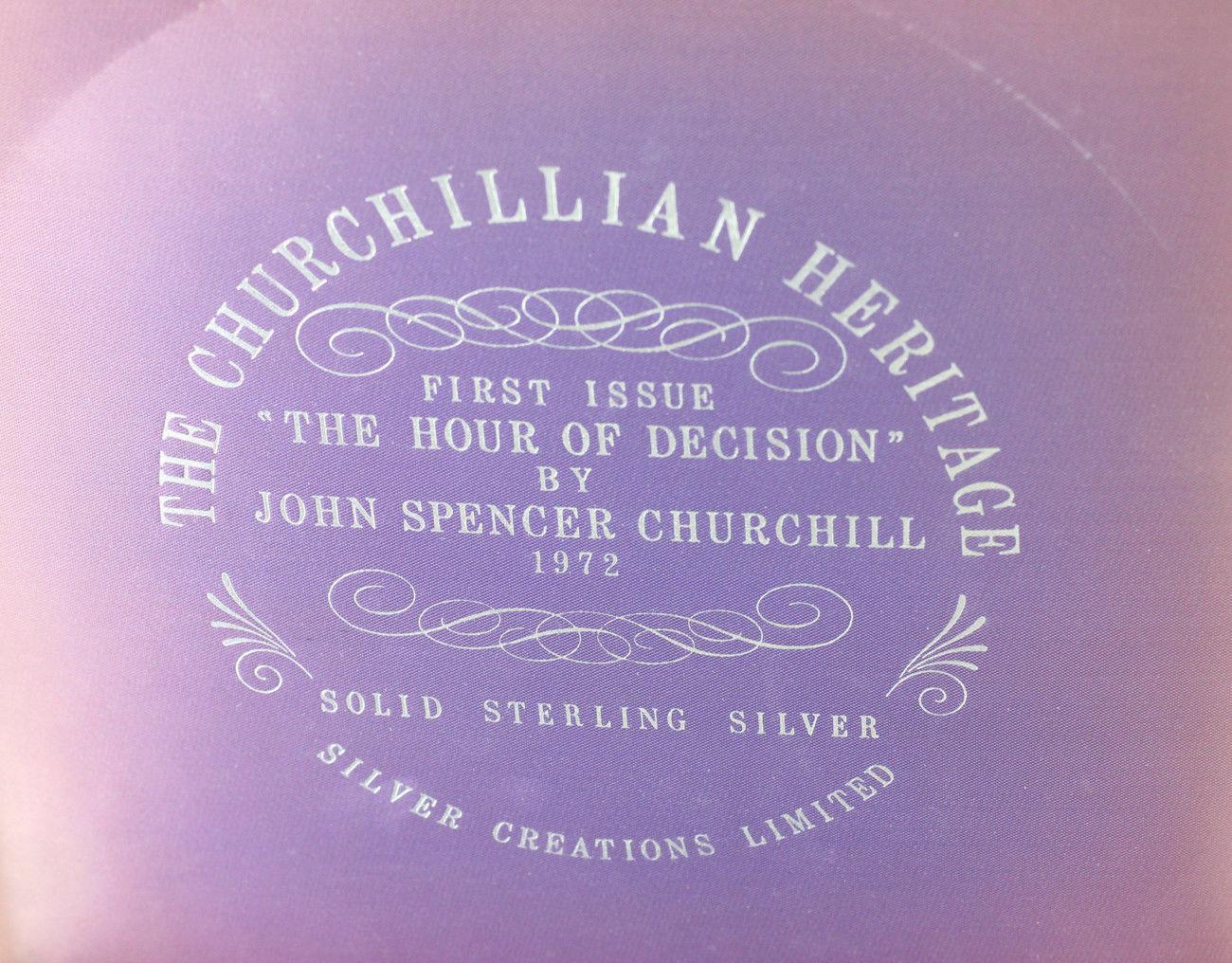 Sterling Silver Winston Churchill Plate Hour of Decision Signed Sarah Churchill In Good Condition For Sale In Gardena, CA