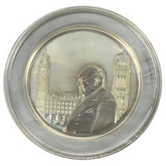 Antique Sterling Silver Winston Churchill Plate Hour of Decision Signed Sarah Churchill