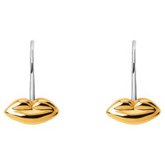 Sterling Silver With 23 Karat Yellow Gold Bésame Solitaire Earrings