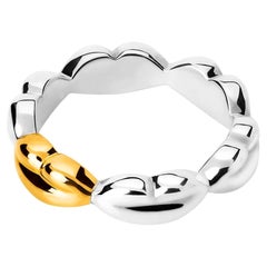 Sterling Silver With 23 Karat Yellow Gold Vermeil Bésame Texture Ring - Size 70