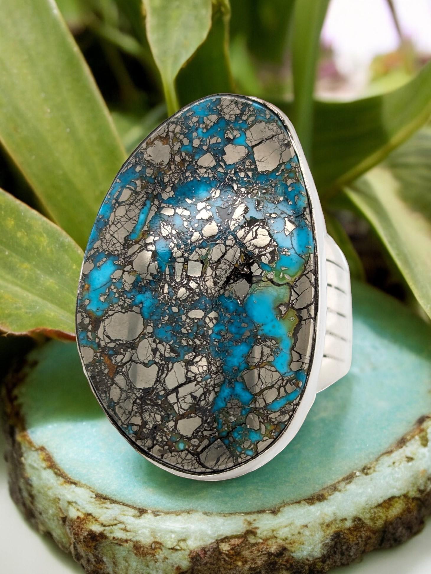 Sterling Silver with American Turquoise Ring - Size 12  A Gift for Every event For Sale 3