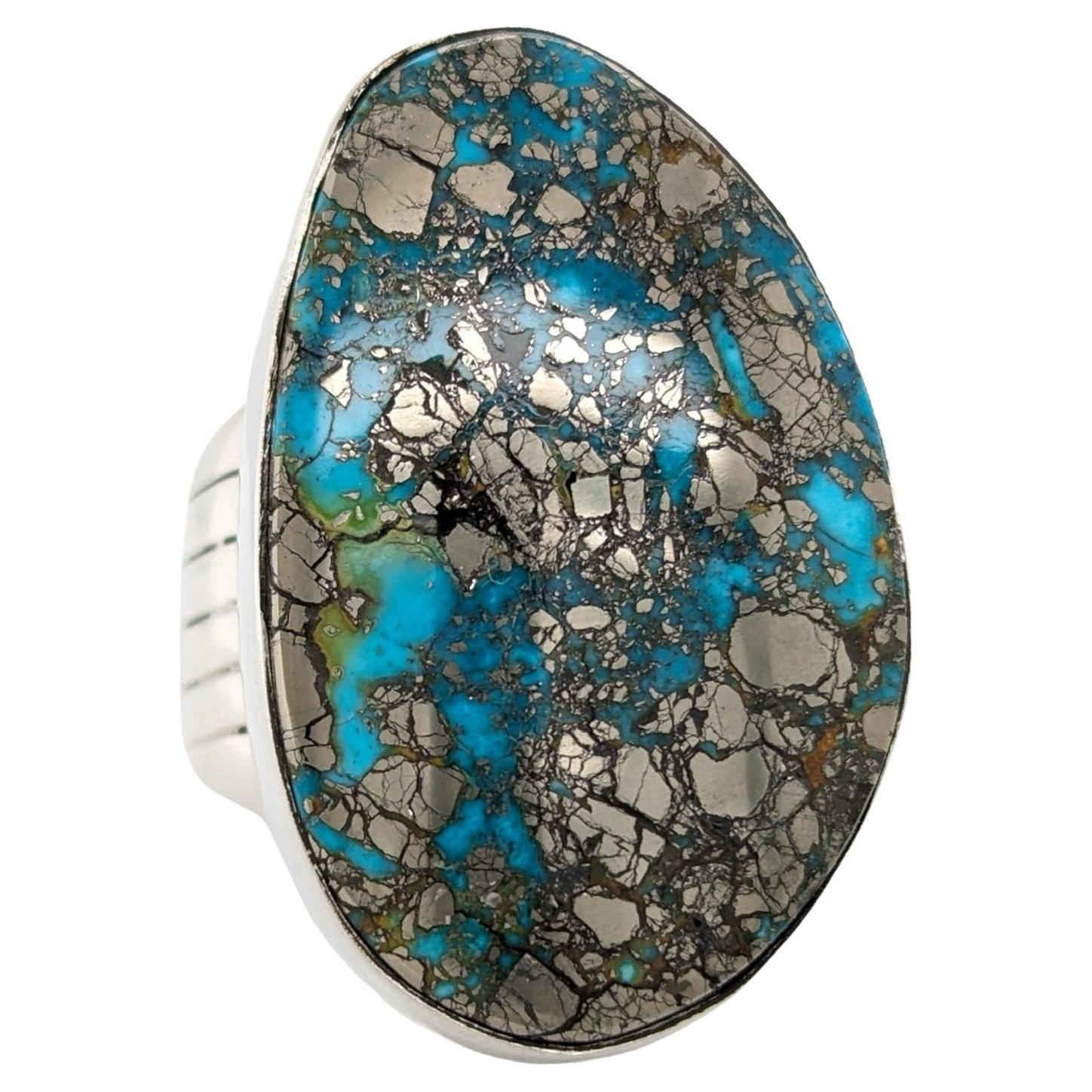 Sterling Silver with American Turquoise Ring - Size 12  A Gift for Every event For Sale