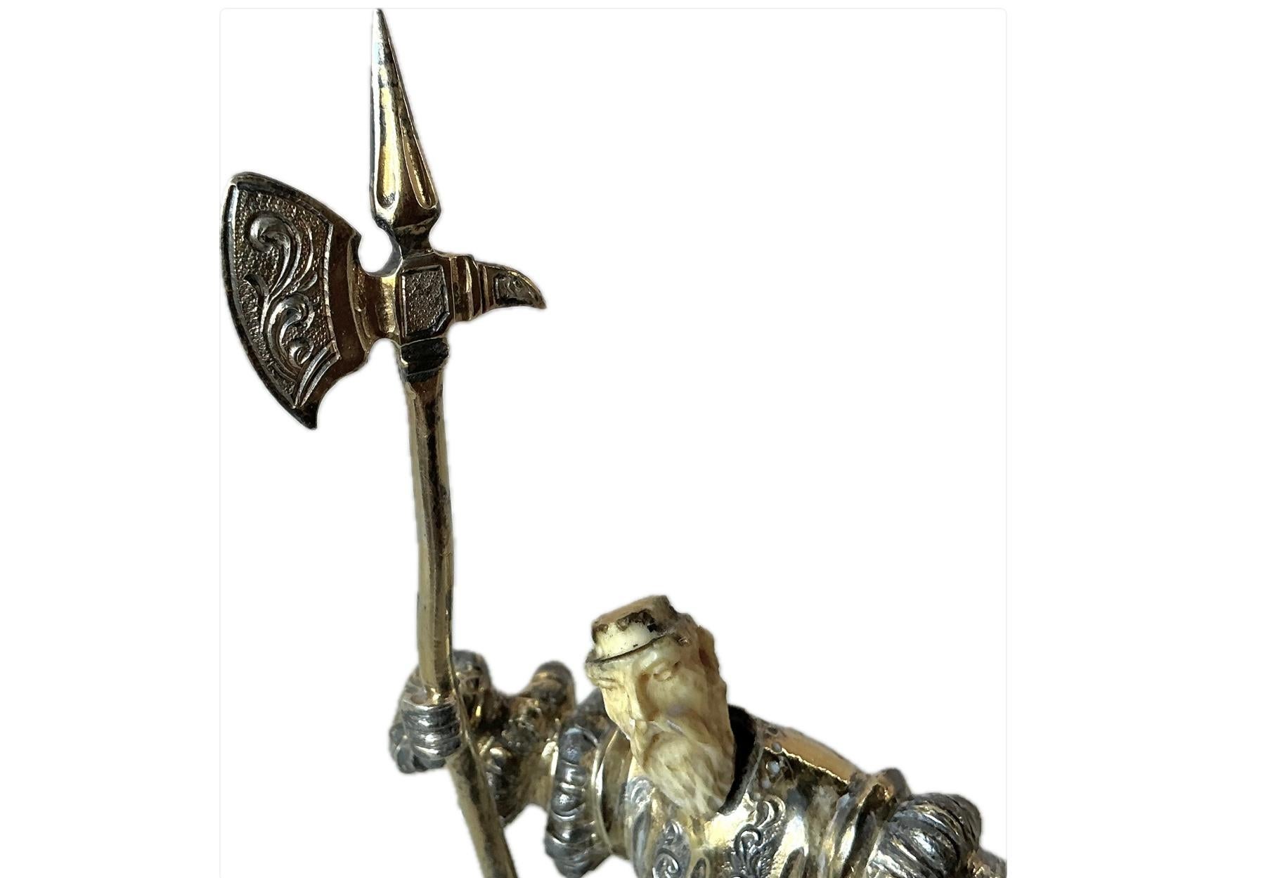 Sterling Silver with Parcel Gilt Medieval Knights, Set of Three For Sale 5