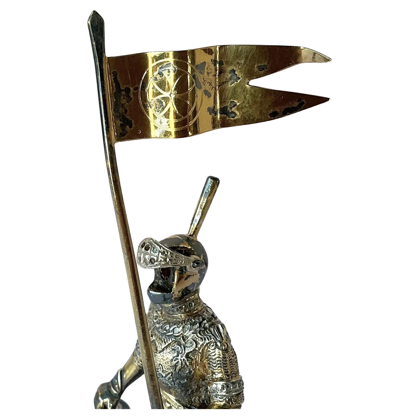 Sterling Silver with Parcel Gilt Medieval Knights, Set of Three For Sale 6