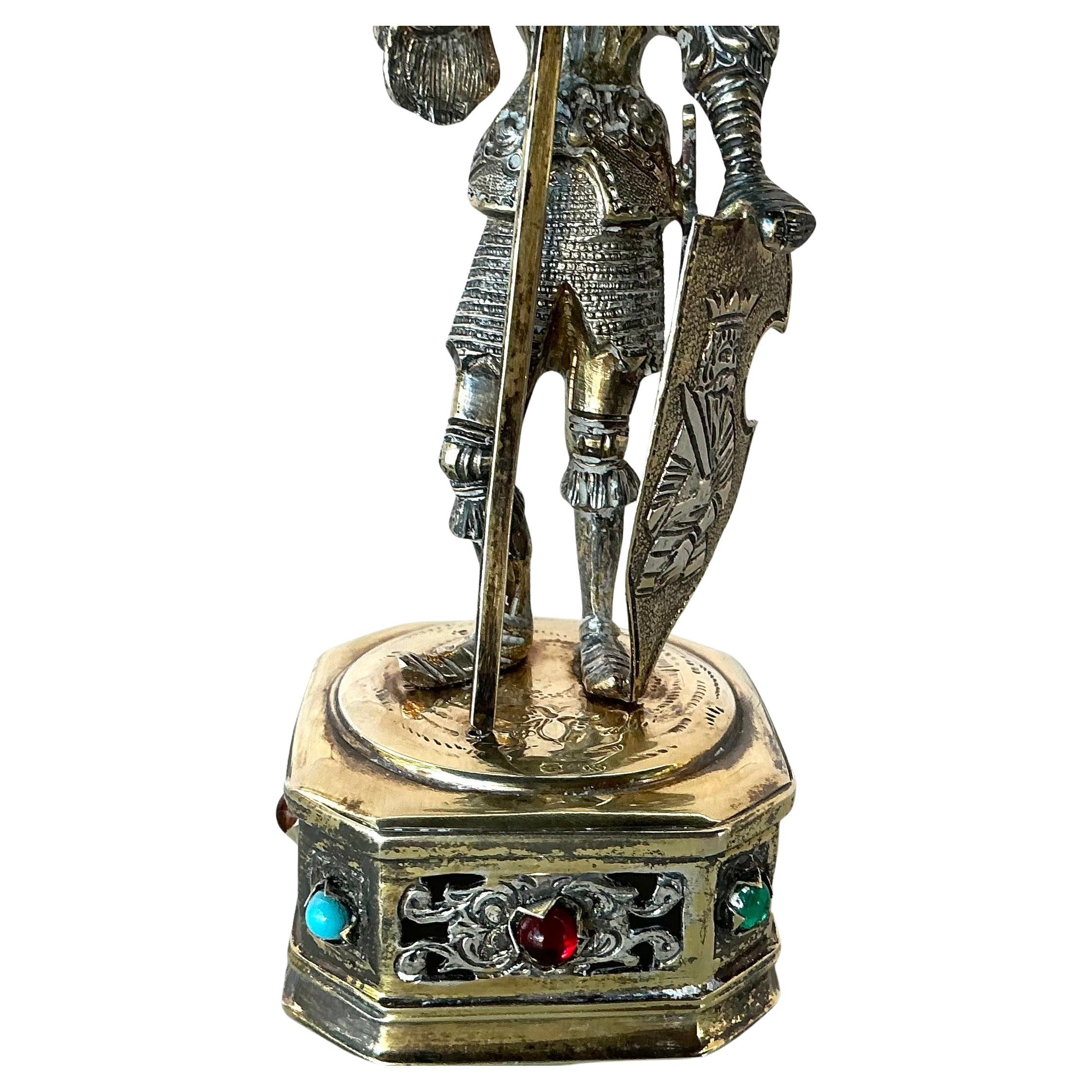 Sterling Silver with Parcel Gilt Medieval Knights, Set of Three For Sale 9