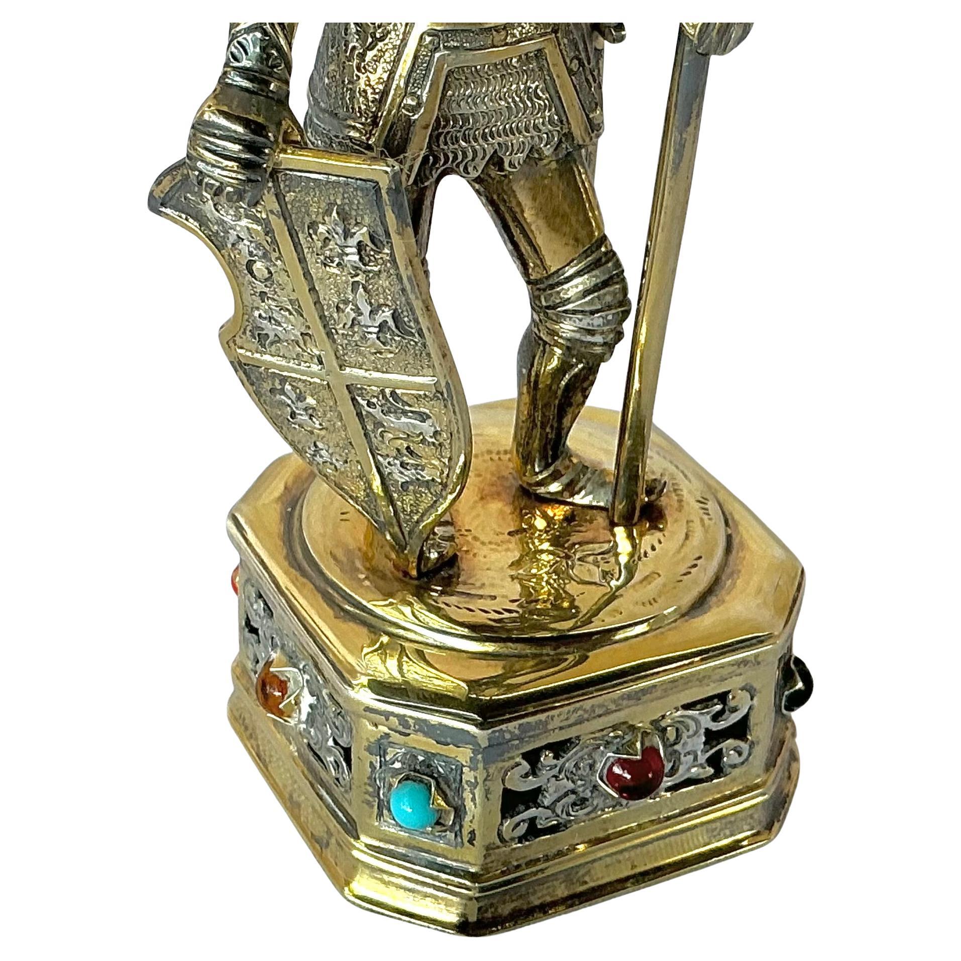 Sterling Silver with Parcel Gilt Medieval Knights, Set of Three For Sale 10