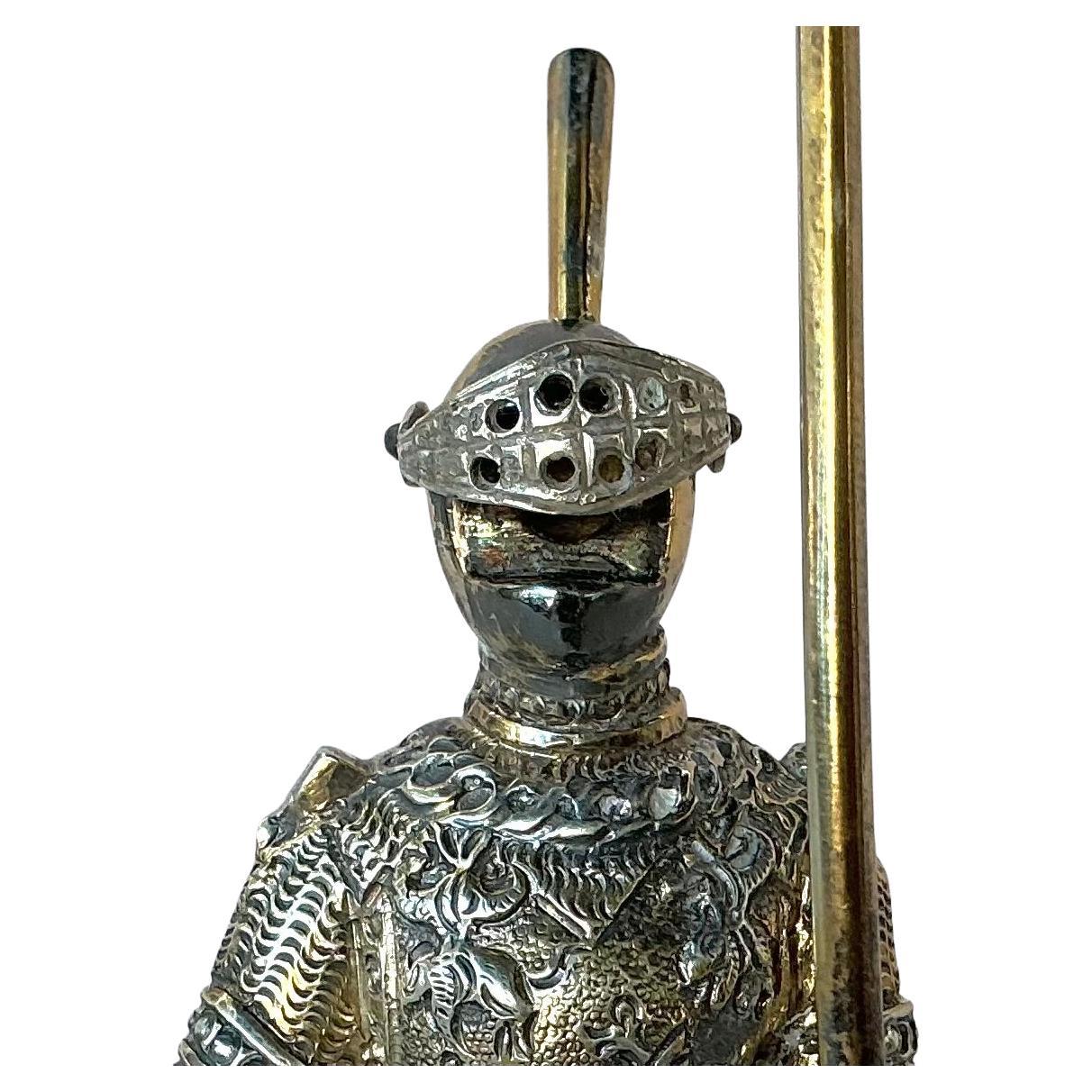 Sterling Silver with Parcel Gilt Medieval Knights, Set of Three For Sale 12