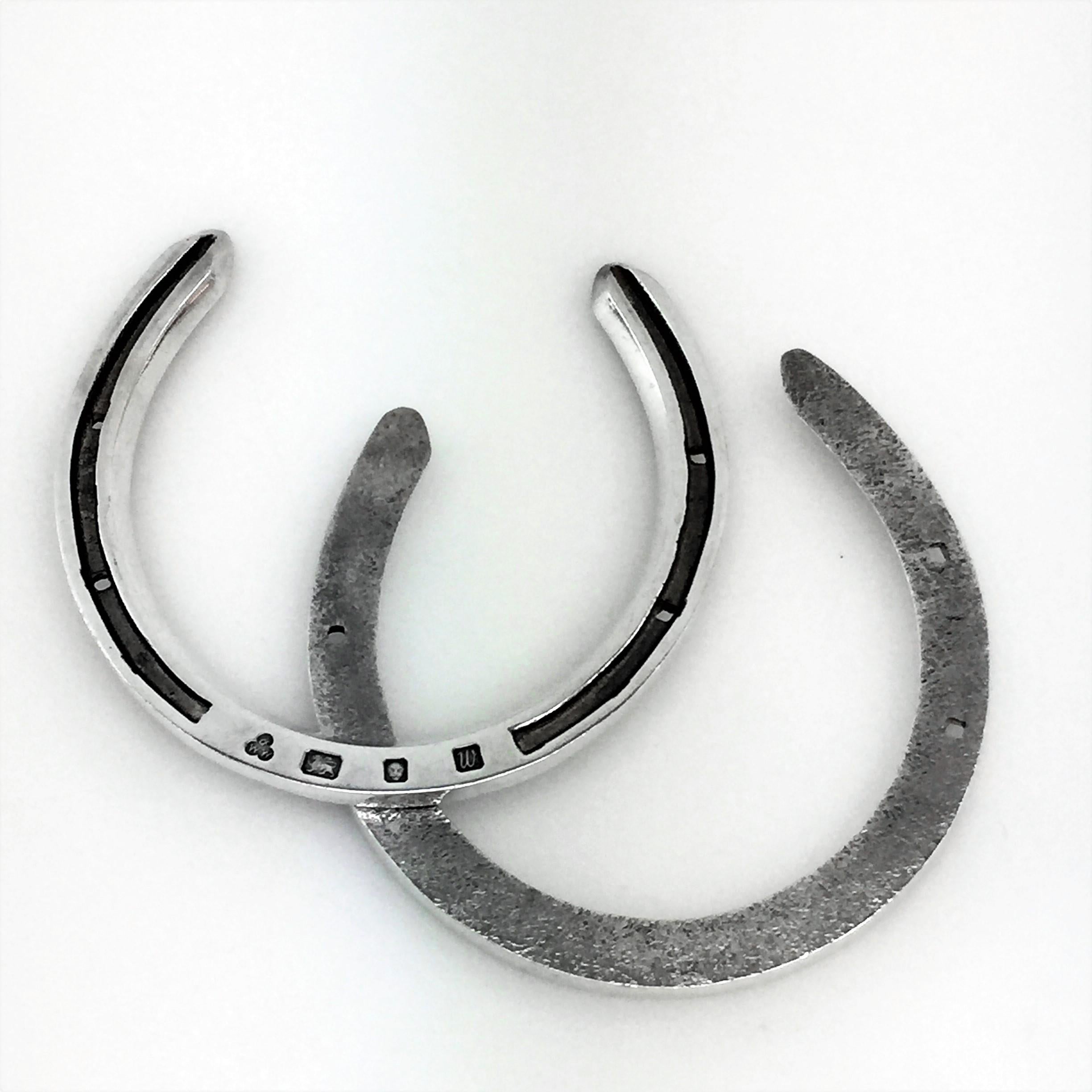 Sterling Silver and Wood Horseshoes Set 1996 Horse Shoe Toss Game Set 6