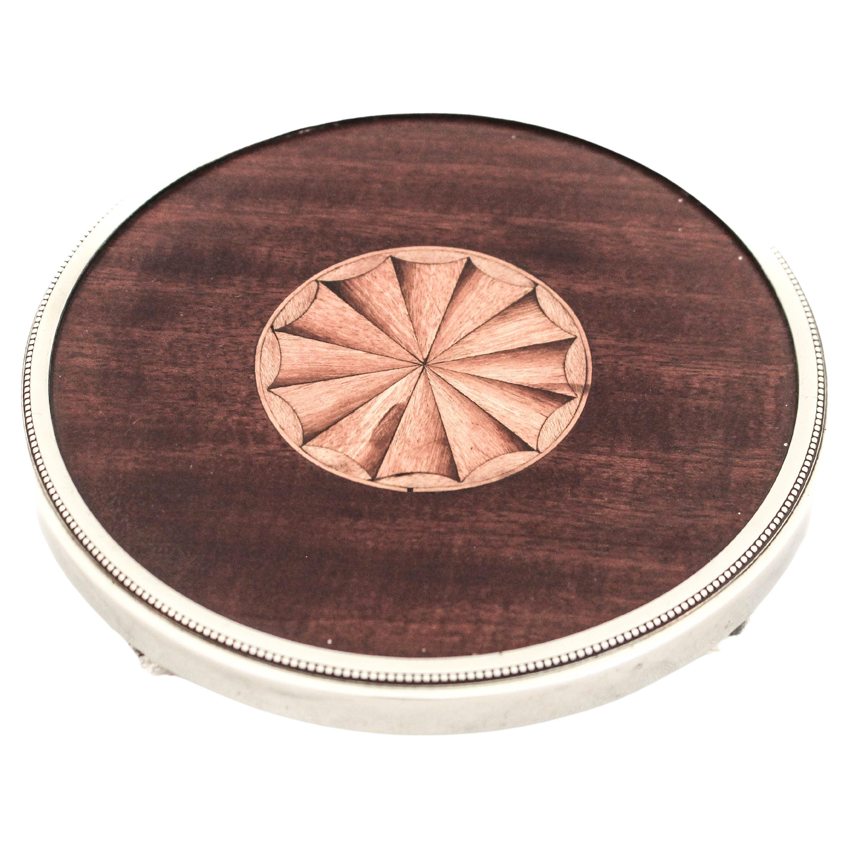 Sterling Silver & Wood Wine Coaster