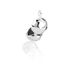 Sterling Silver World Globe Locket - Black Obsidian