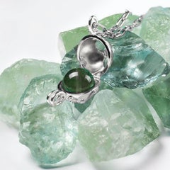 Sterling Silver World Globe Locket - Green Jade