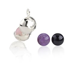 Sterling Silver World Globe Locket - Amethyst
