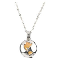 Sterling Silver World Globe Locket - White Jade