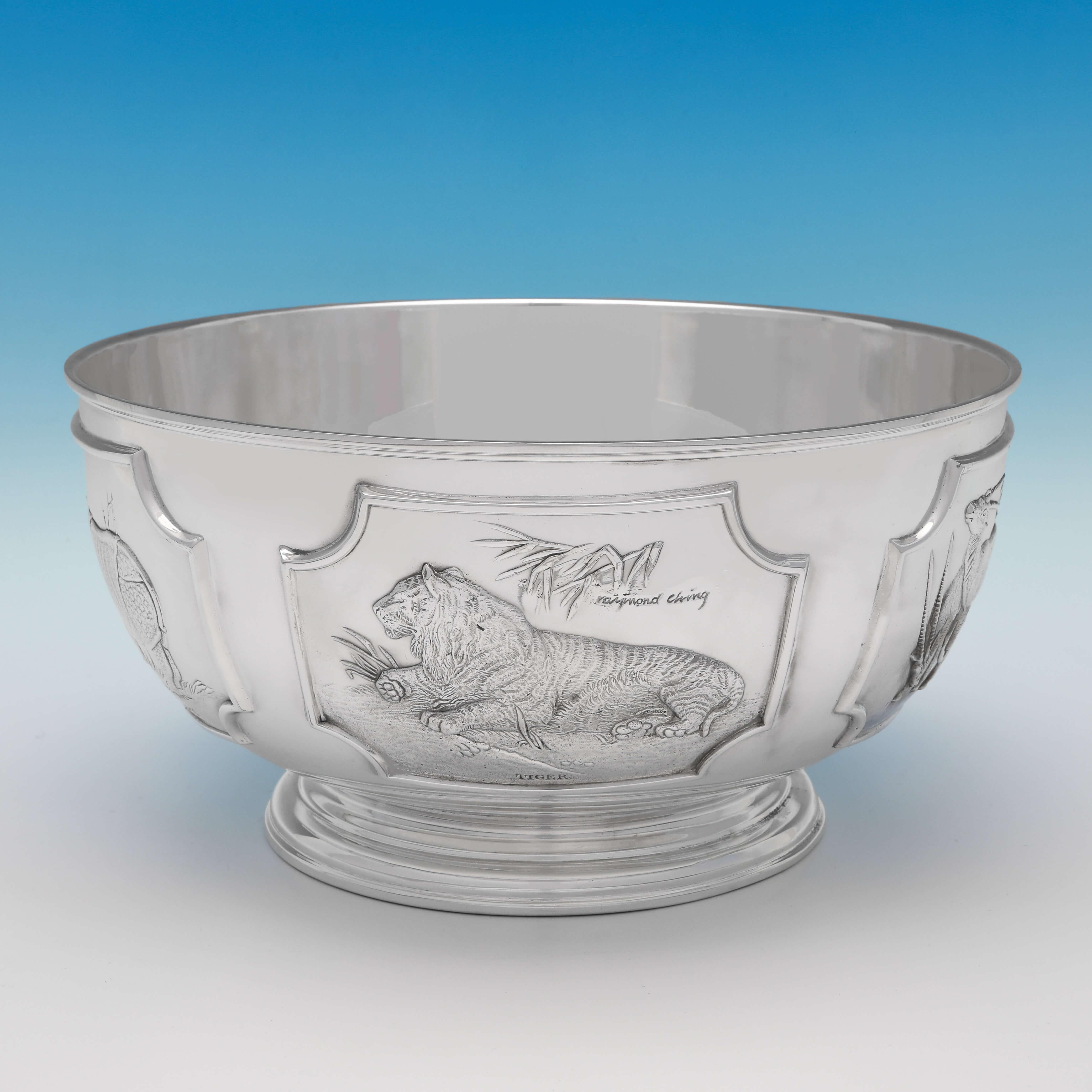 Late 20th Century Limited Edition World Wildlife Fund Sterling Silver Bowl by Tessiers London 1977