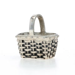 Sterling Silver Woven Basket Charm - 925 Picnic