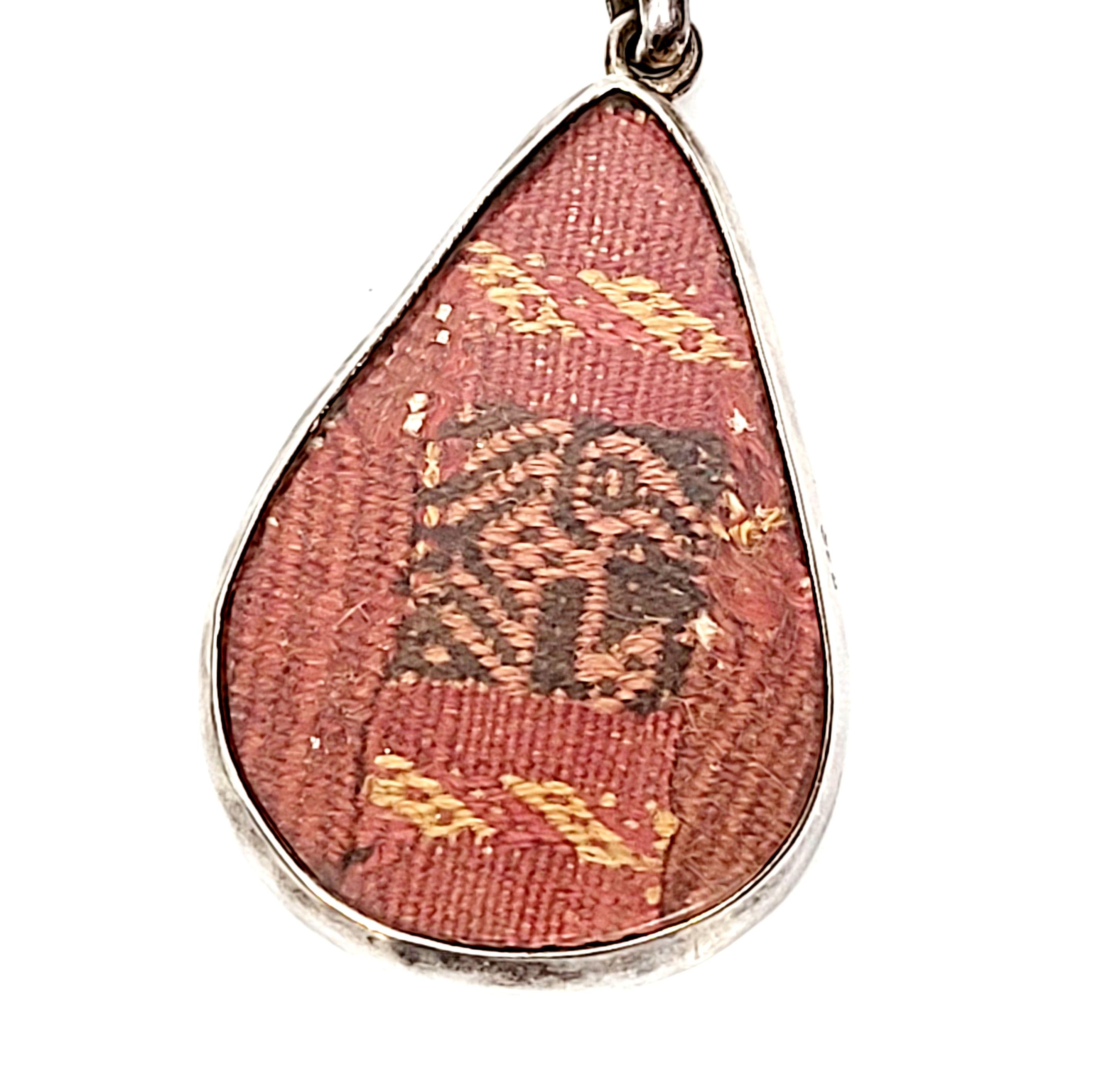 Sterling Silver Woven Tribal Textile Pendant In Good Condition In Washington Depot, CT