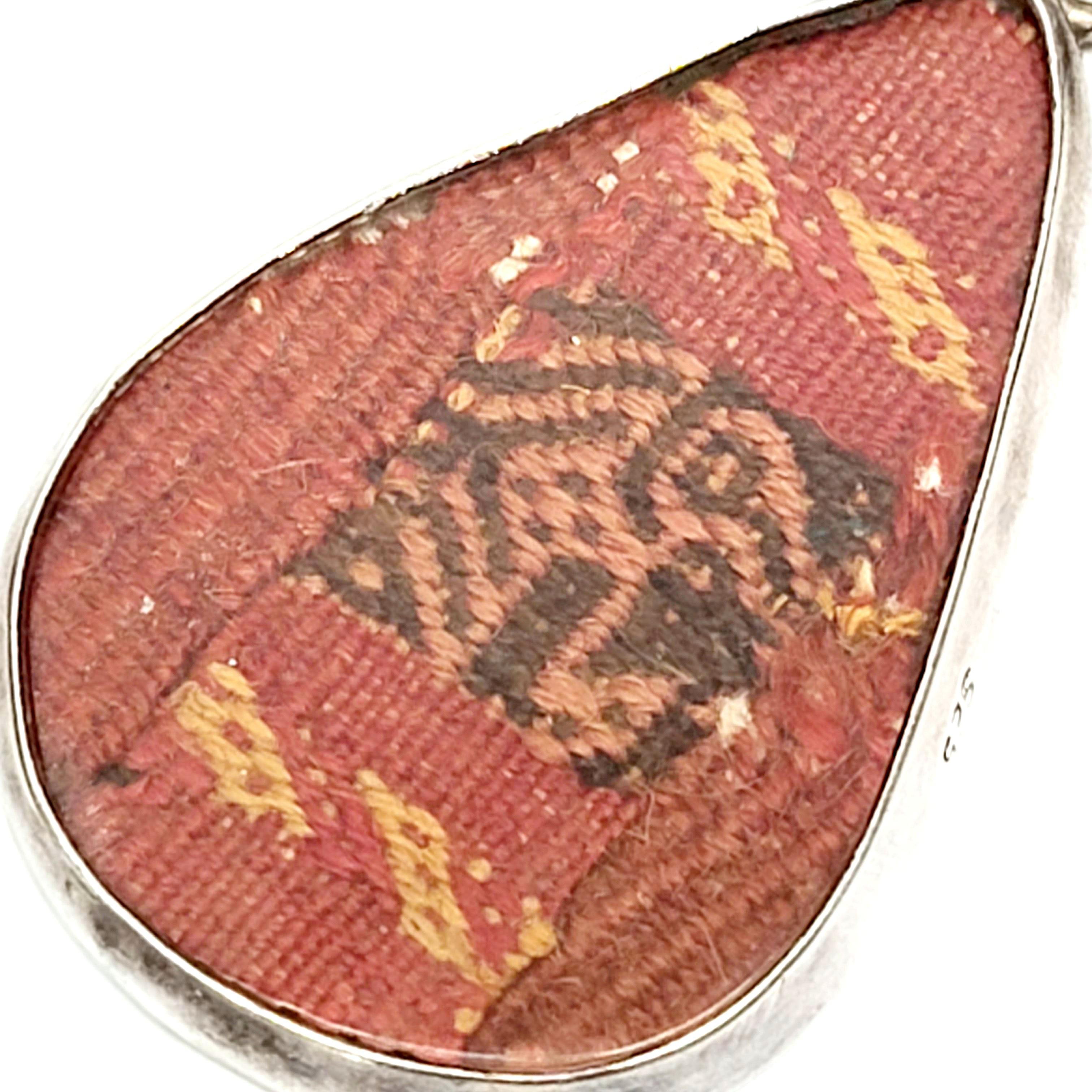 Women's or Men's Sterling Silver Woven Tribal Textile Pendant